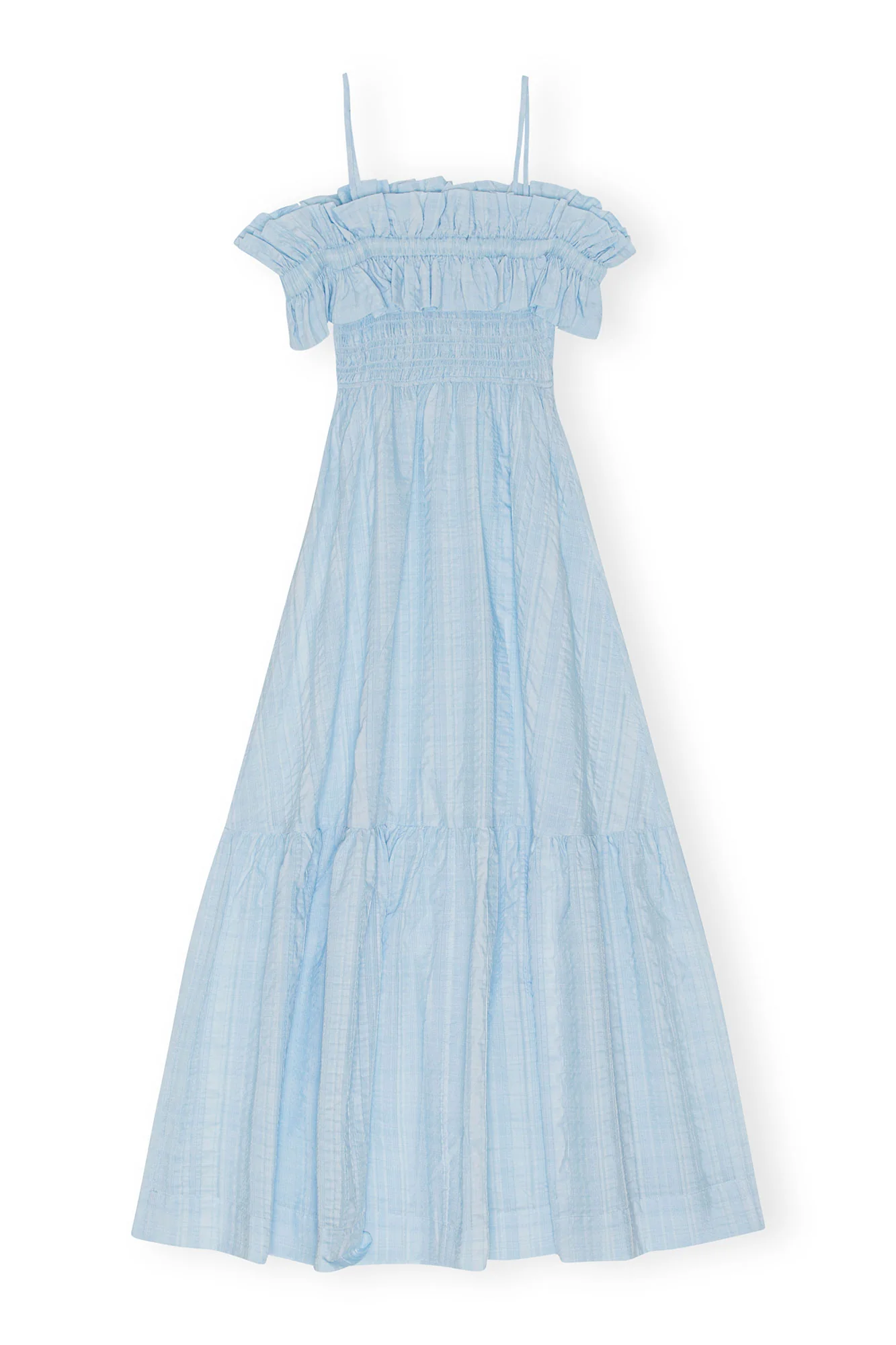 Seersucker Check Smock Maxi Dress | Ice Water - Image 3