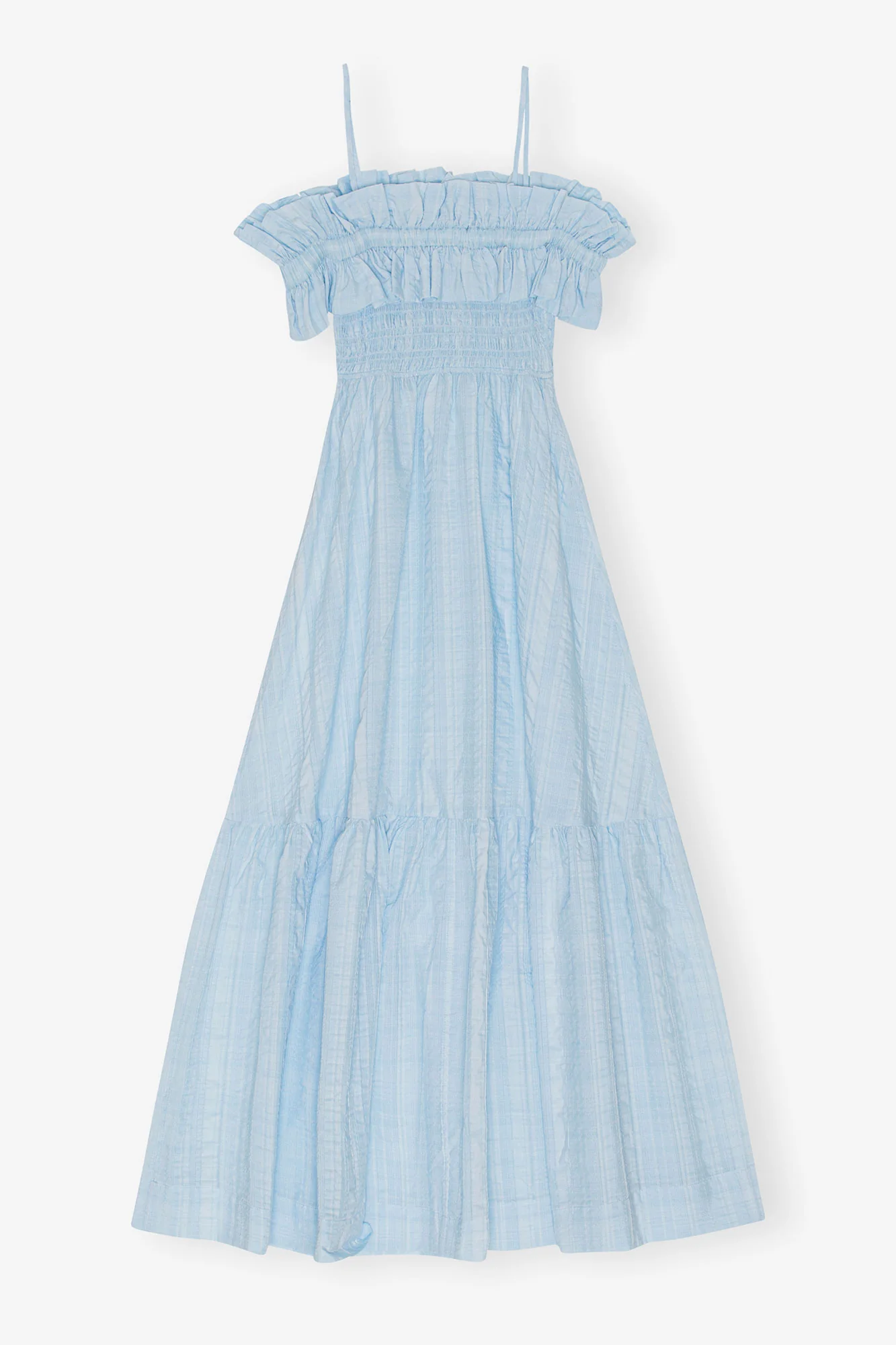 Seersucker Check Smock Maxi Dress | Ice Water - Image 4