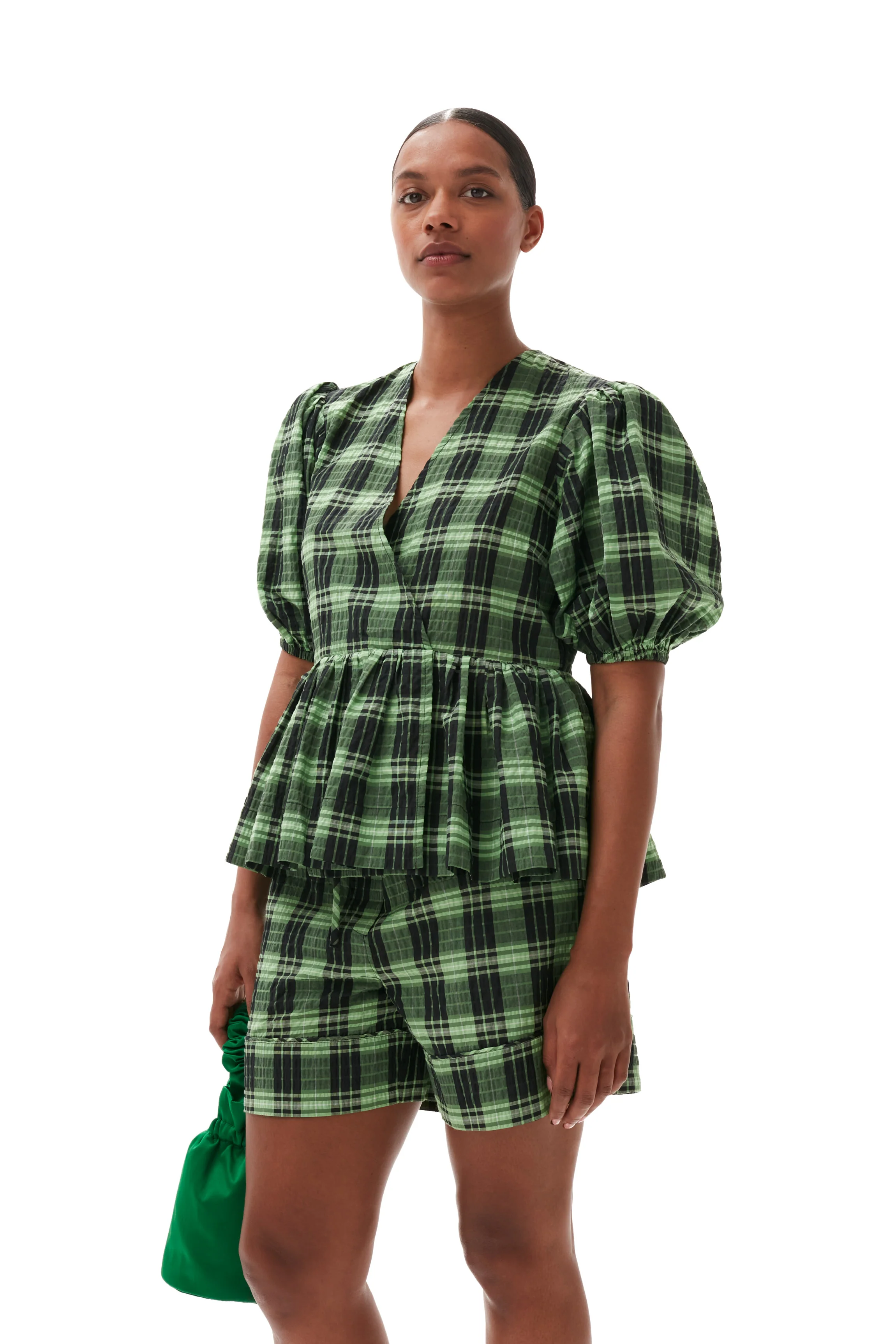 Seersucker Check Wrap Blouse | Peapod - Image 5