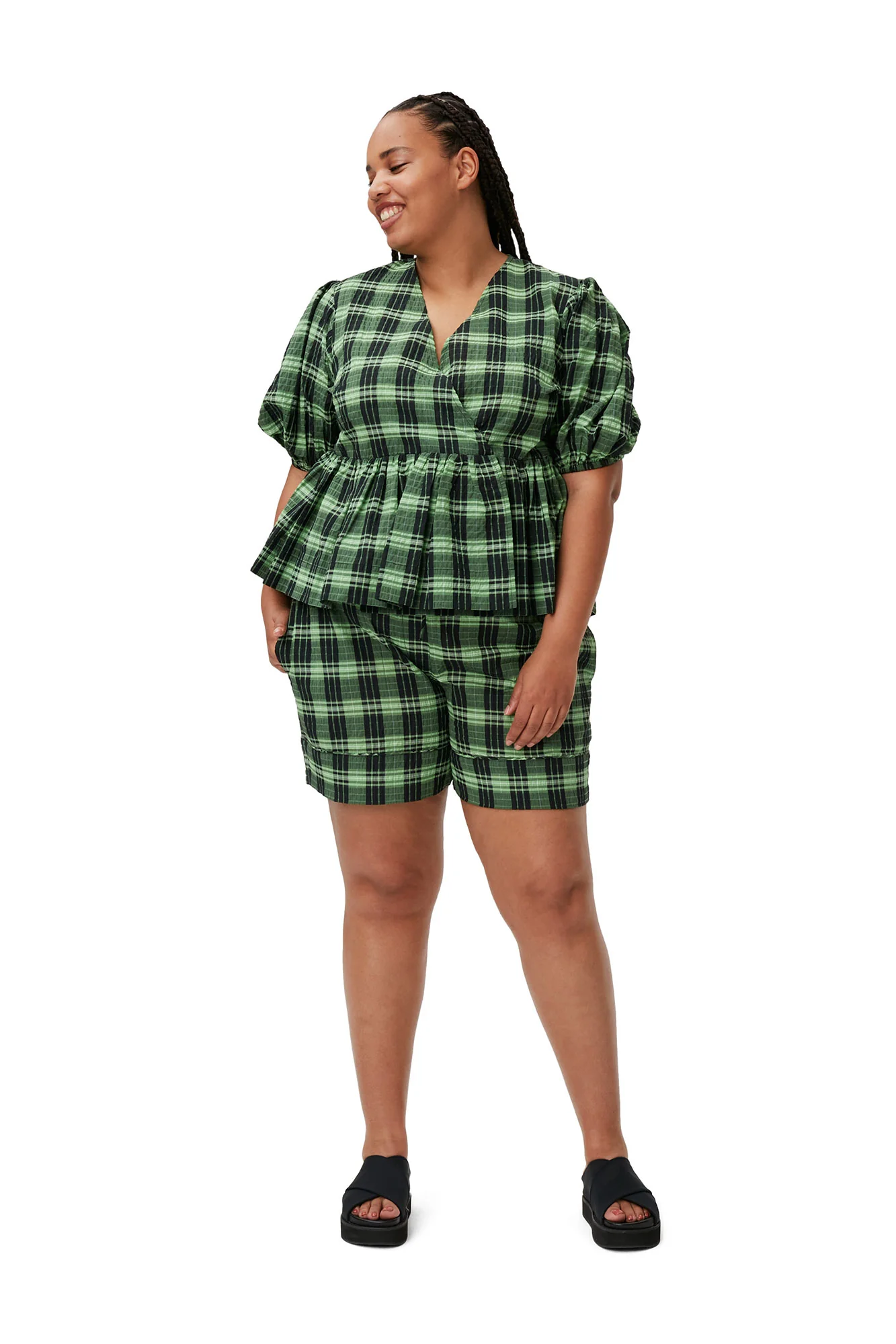 Seersucker Check Wrap Blouse | Peapod - Image 6