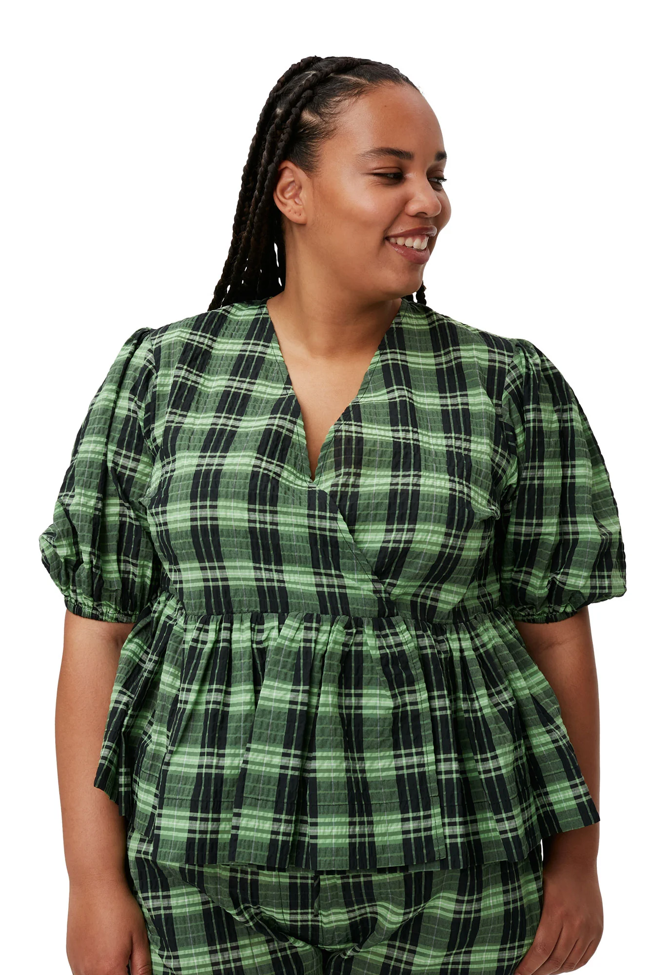 Seersucker Check Wrap Blouse | Peapod - Image 8