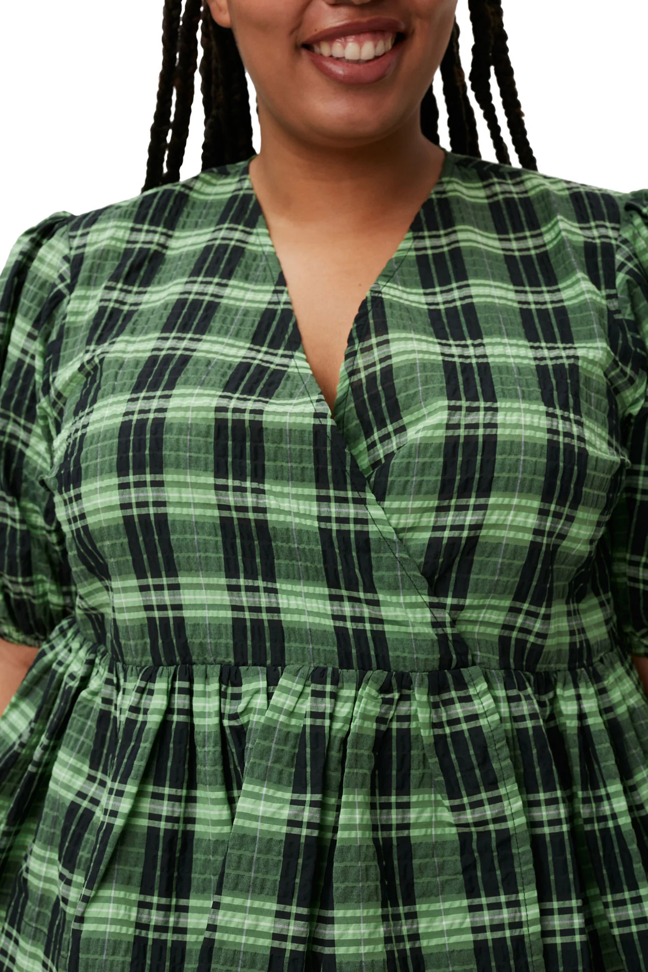 Seersucker Check Wrap Blouse | Peapod - Image 9
