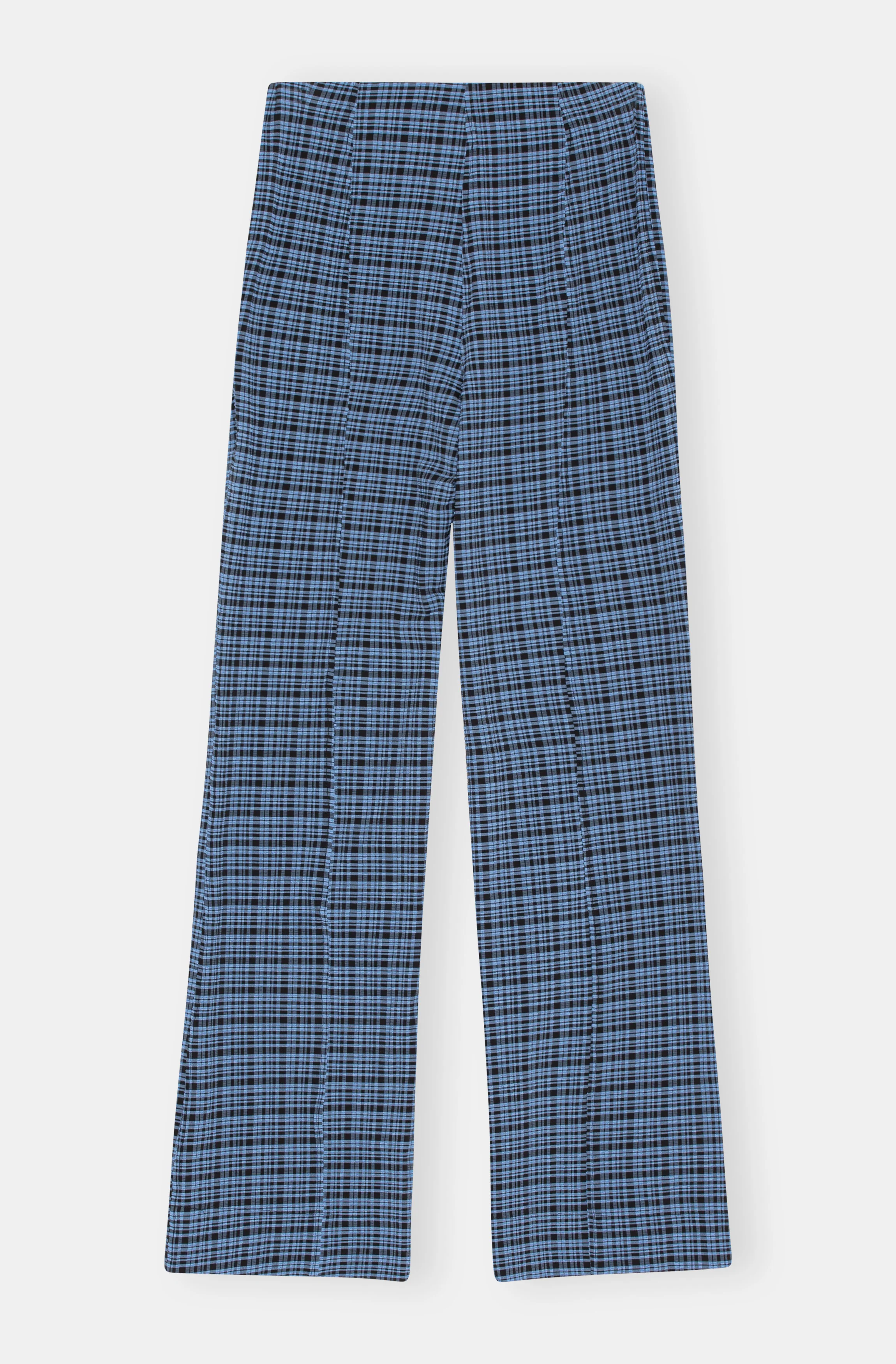 Seersucker Flared Trousers | Mini Check Granada Sky - Image 2