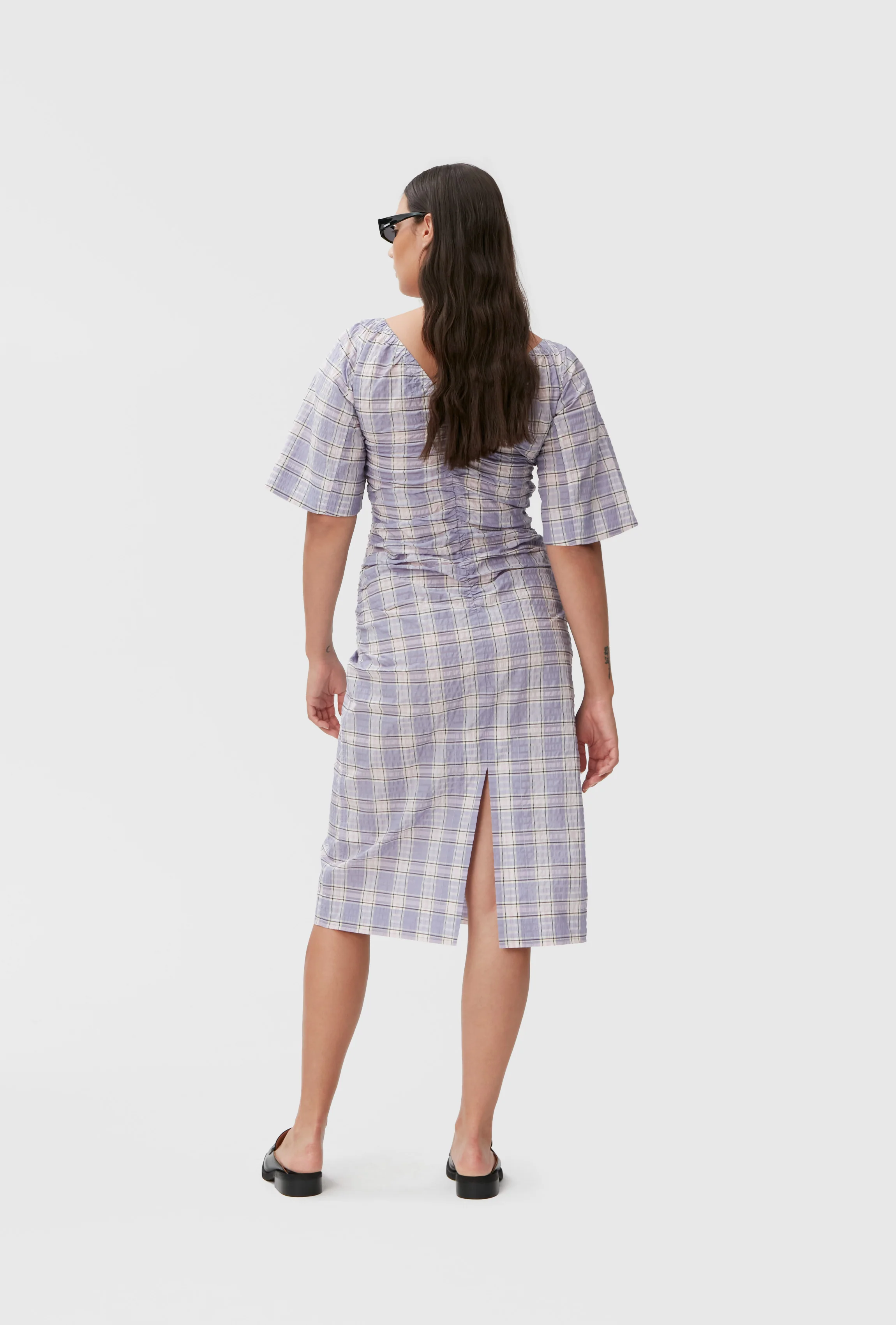 Seersucker Midi Dress | Check Persian Violet - Image 4