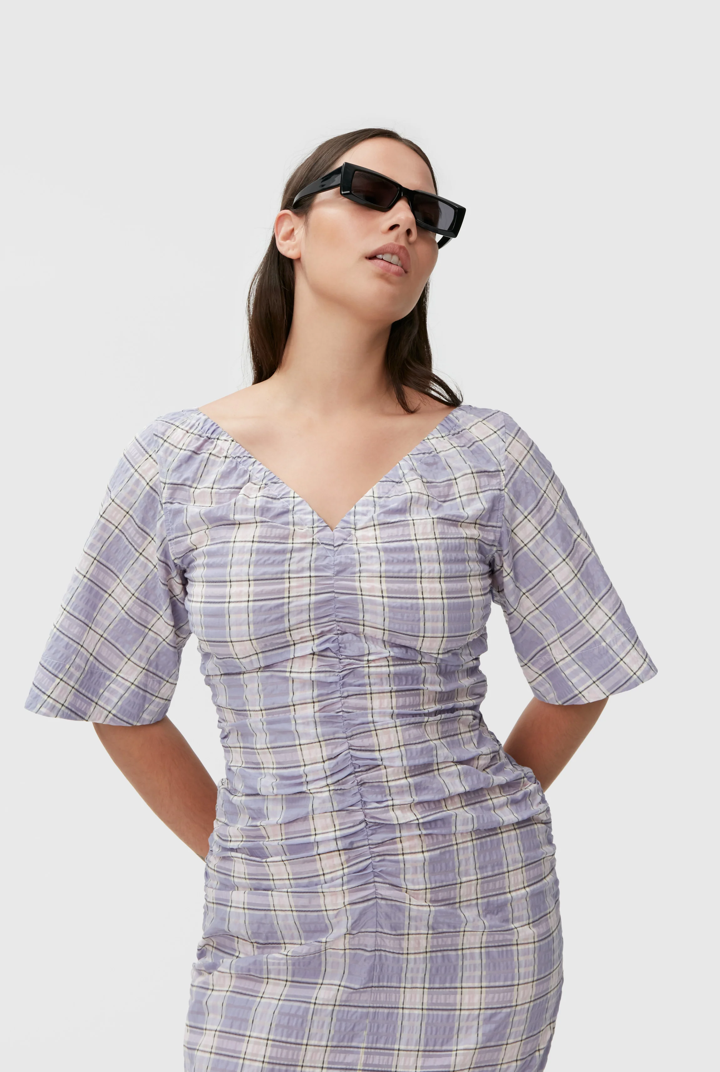 Seersucker Midi Dress | Check Persian Violet - Image 5