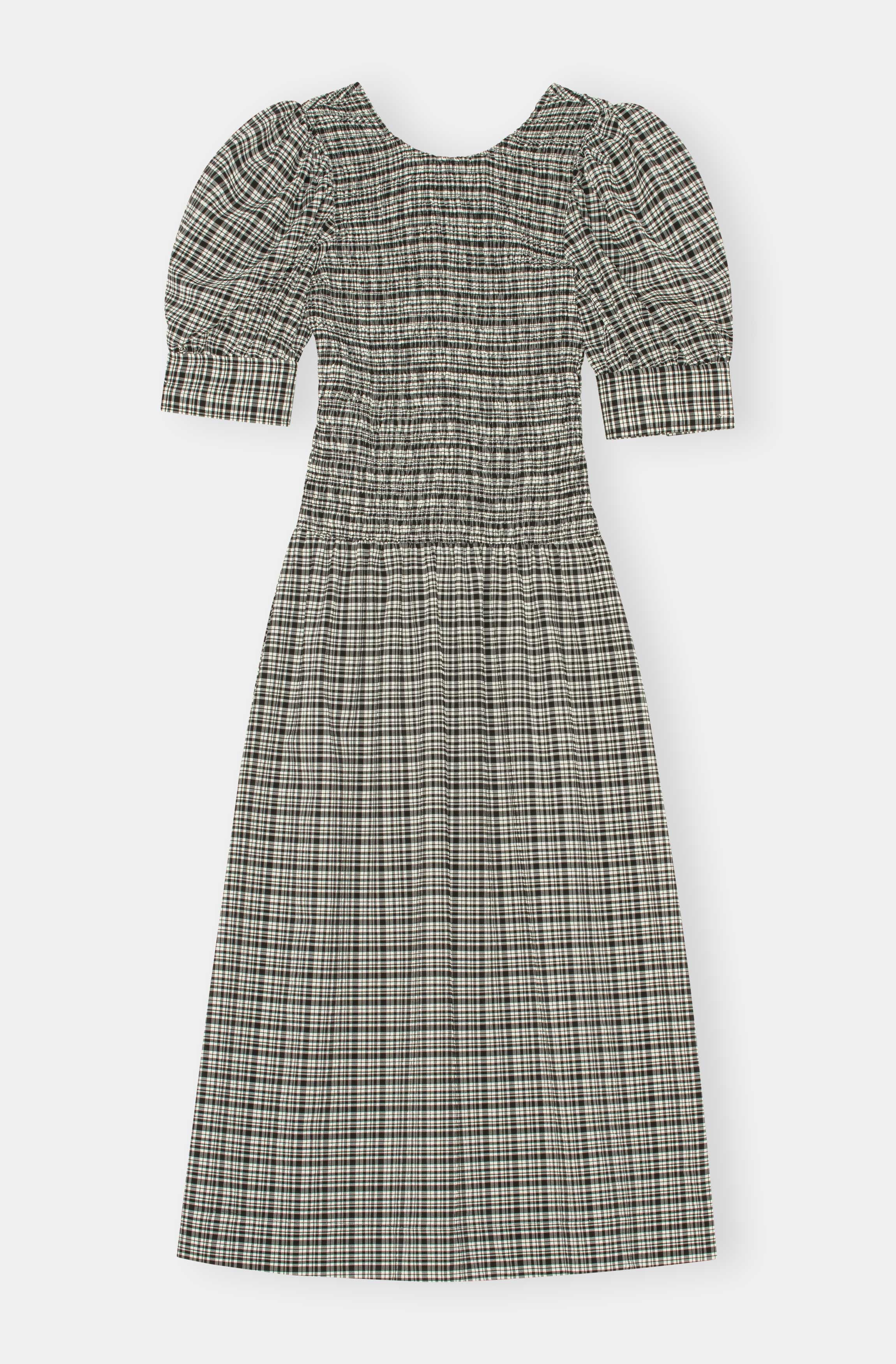 Seersucker Midi Dress | Mini Check Black