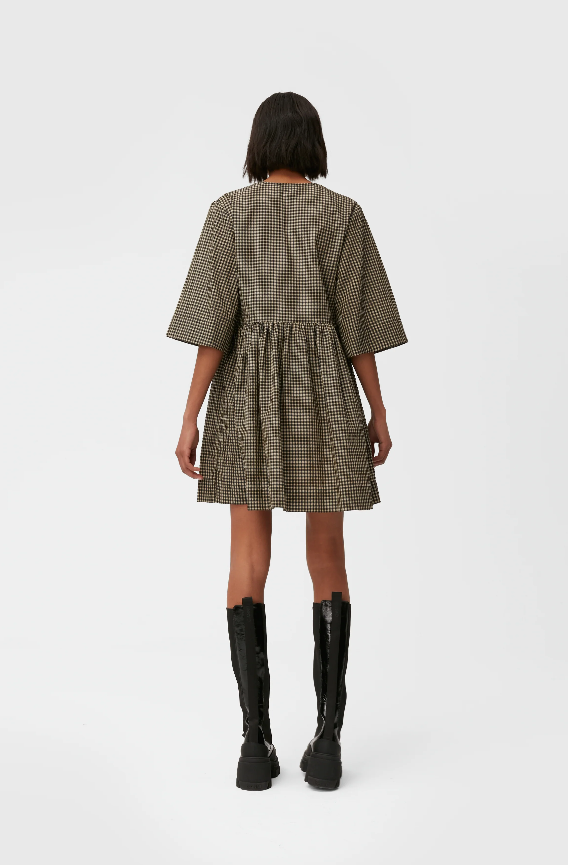 Seersucker Mini Wrap Dress | Gingham Starfish - Image 4