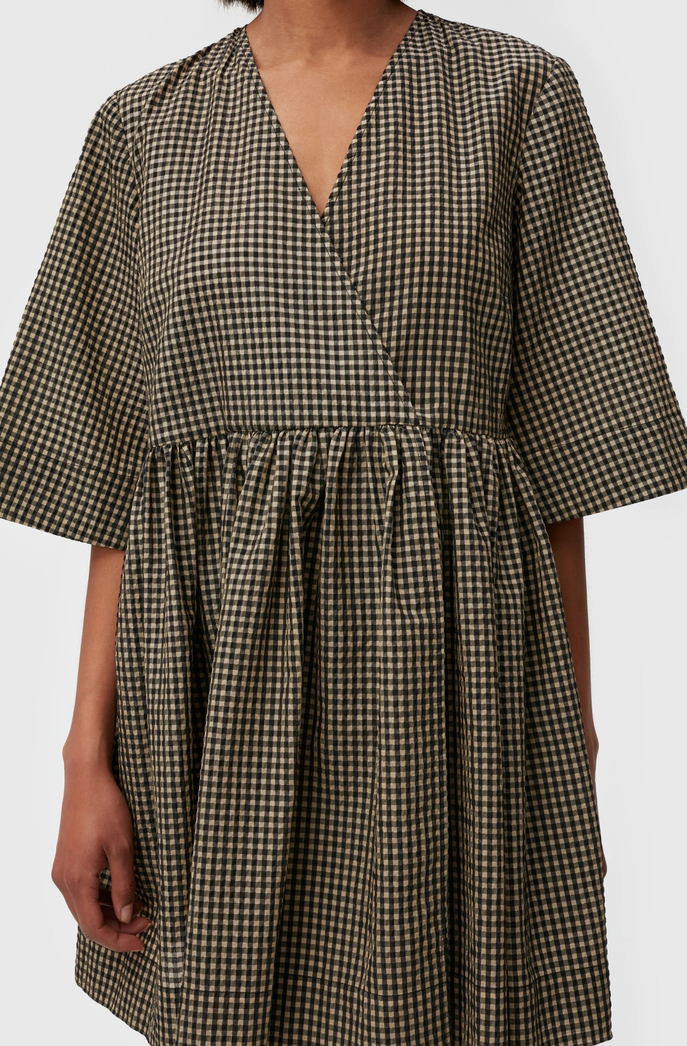 Seersucker Mini Wrap Dress | Gingham Starfish - Image 5