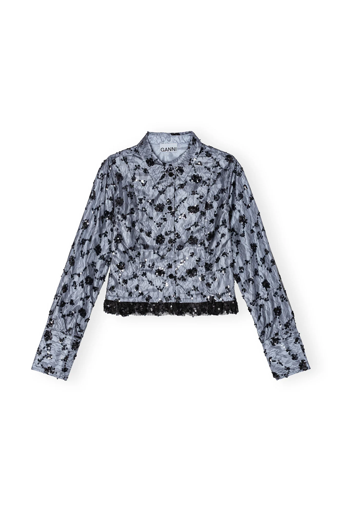 Sequin Lace Cropped Shirt | Heather