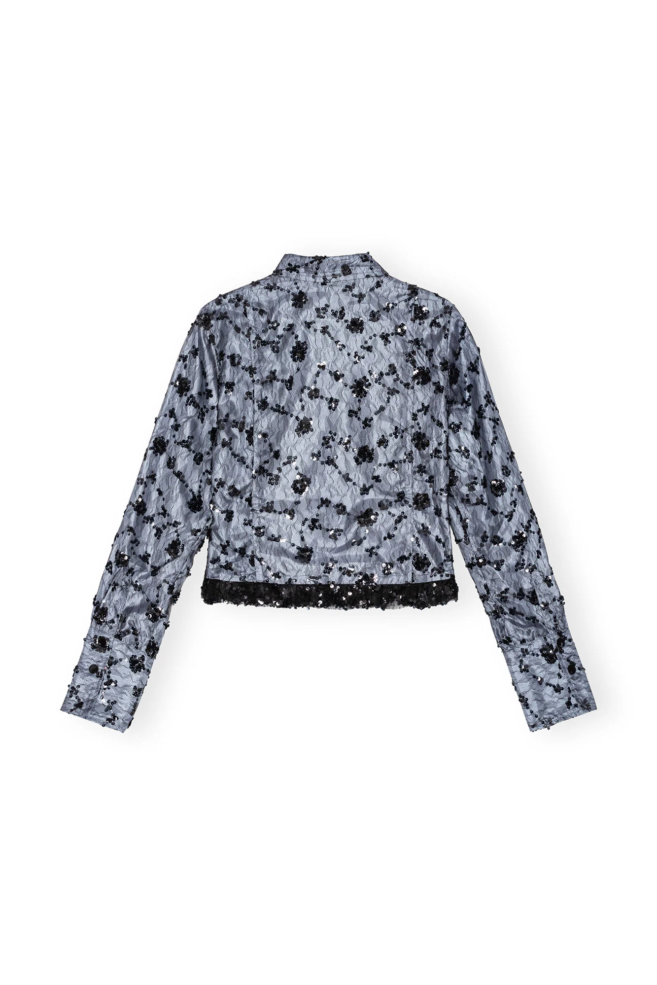 Sequin Lace Cropped Shirt | Heather - Image 2