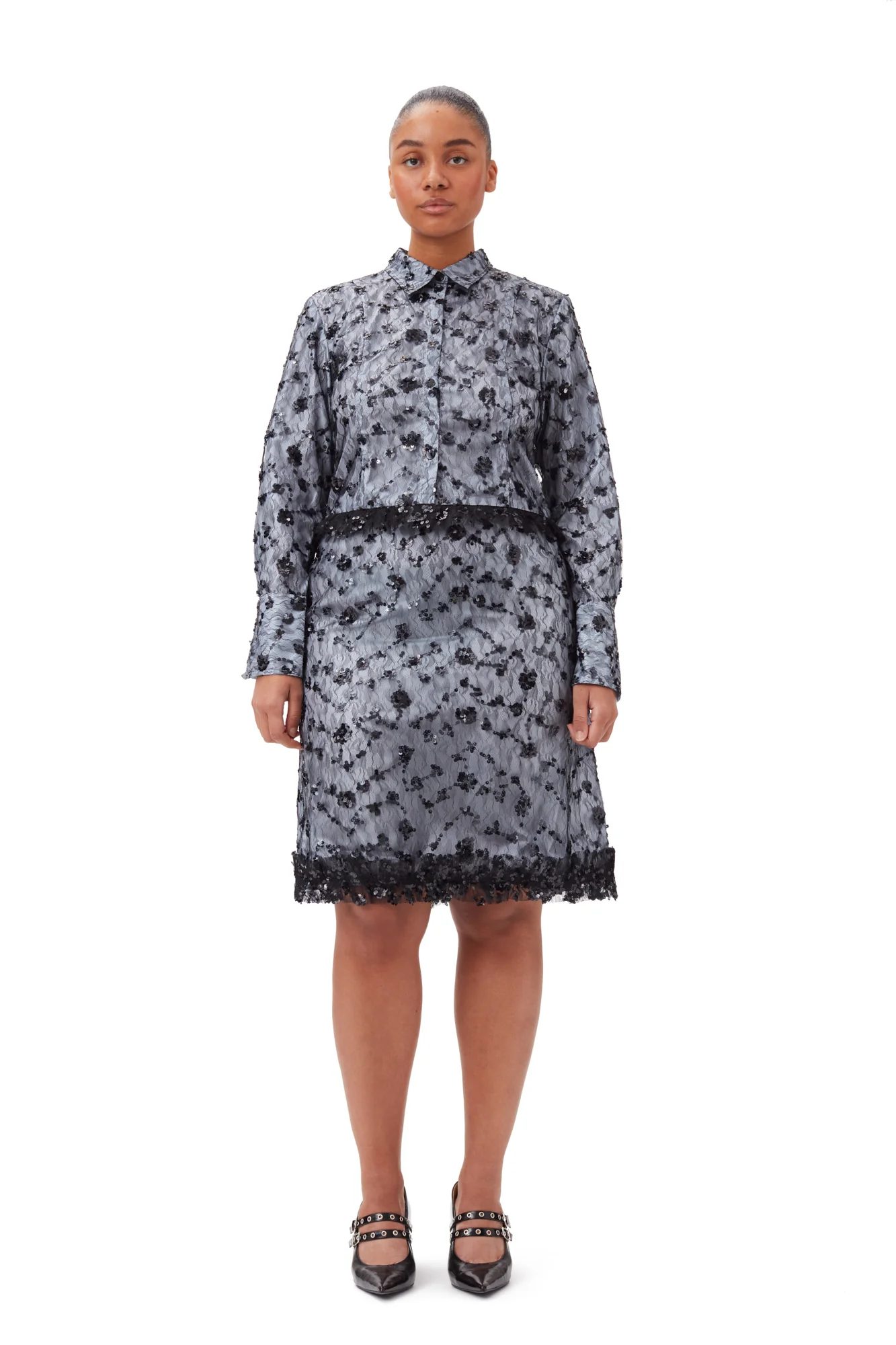 Sequin Lace Skirt | Heather - Image 7