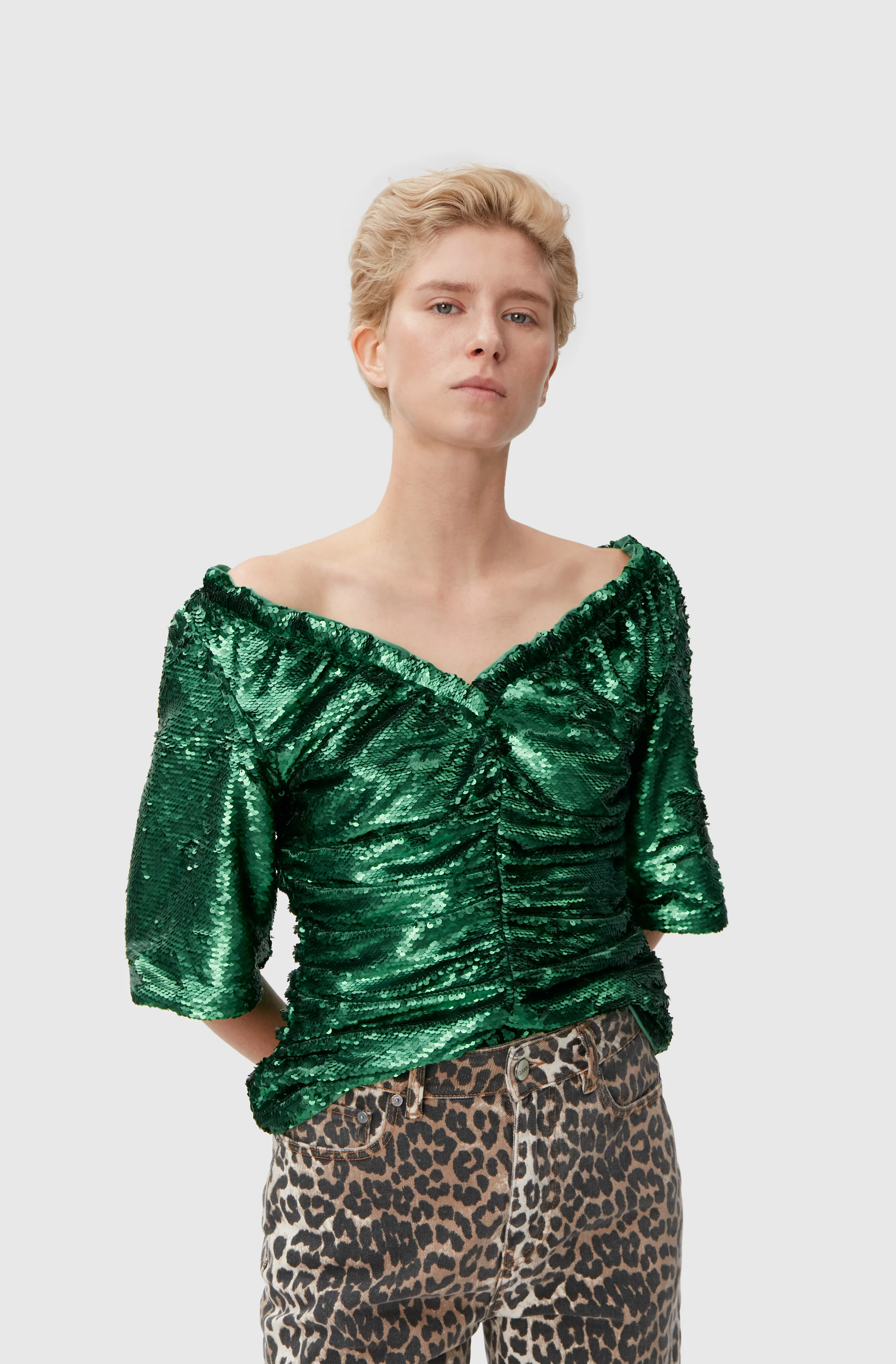 Sequinned Blouse | Kelly Green - Image 6