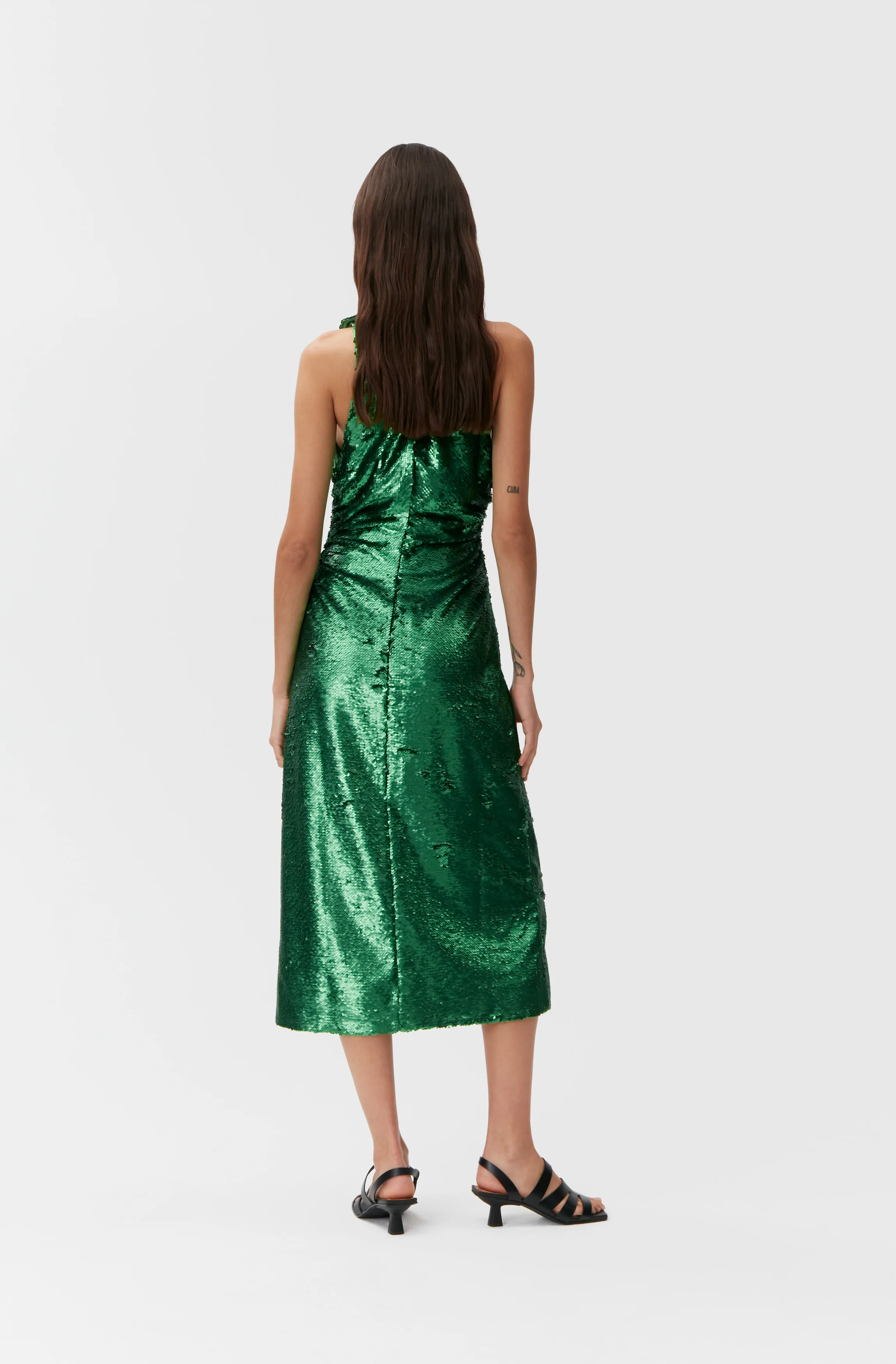 Sequinned Sleeveless Maxi Dress | Kelly Green - Image 4