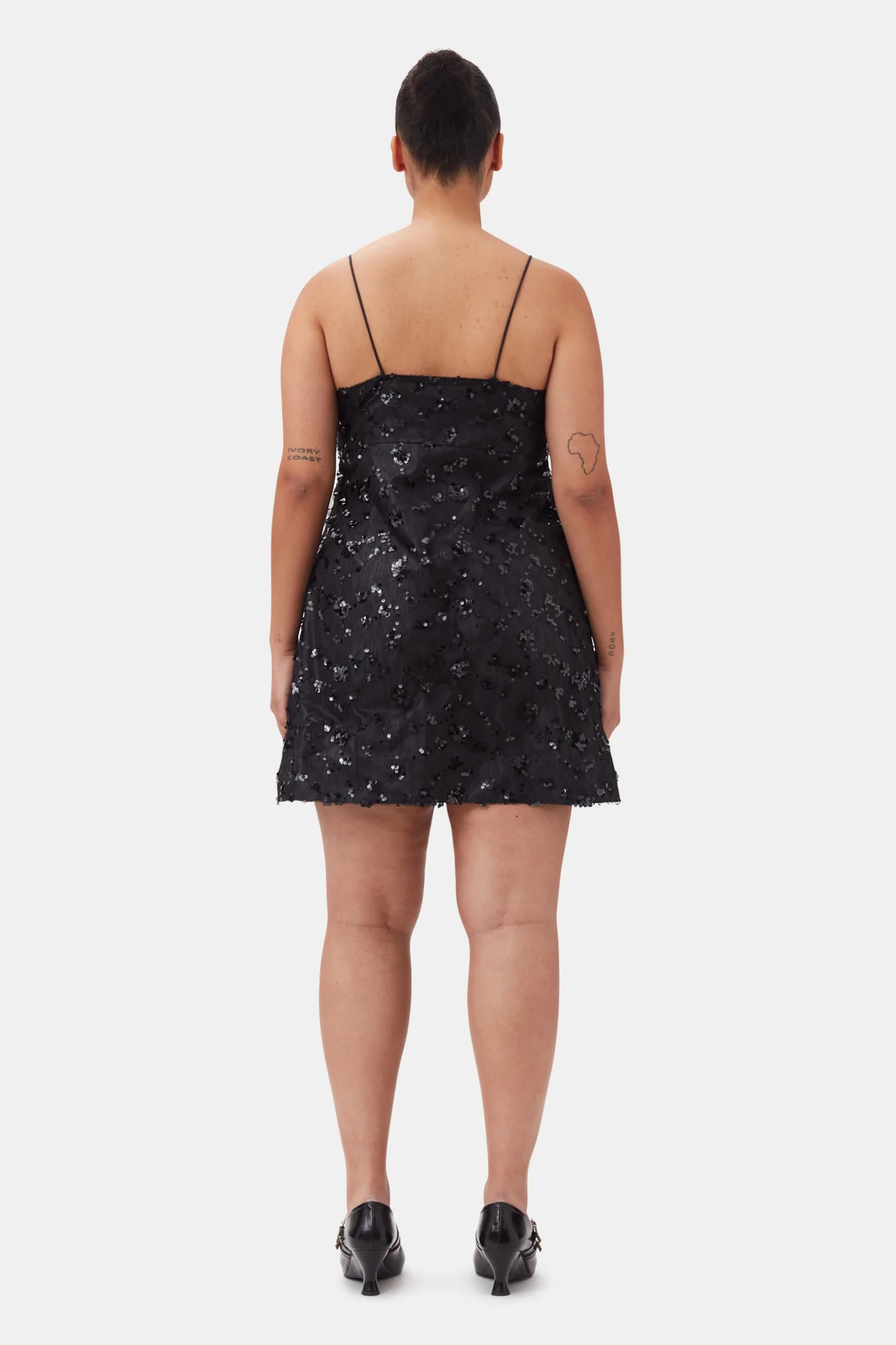 Sequins Lace Mini Dress | Black - Image 10