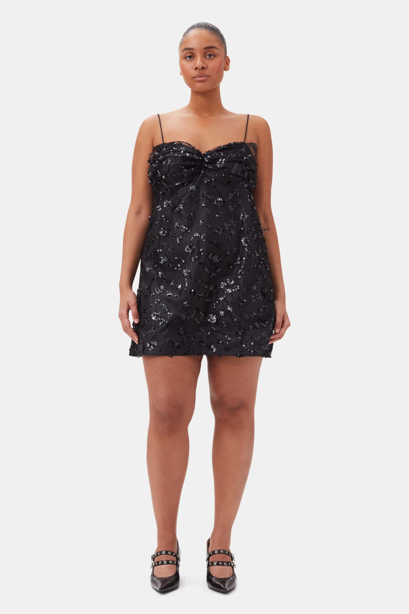Sequins Lace Mini Dress | Black - Image 7