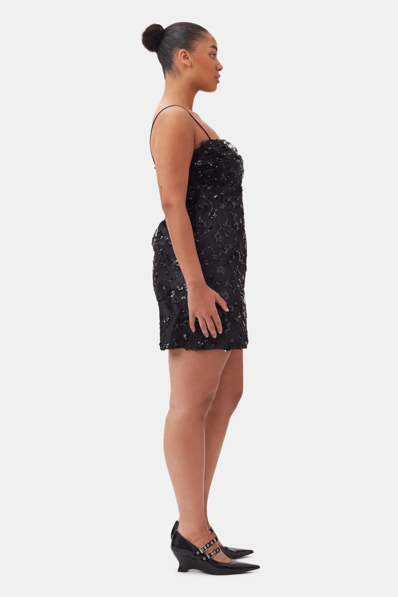 Sequins Lace Mini Dress | Black - Image 9