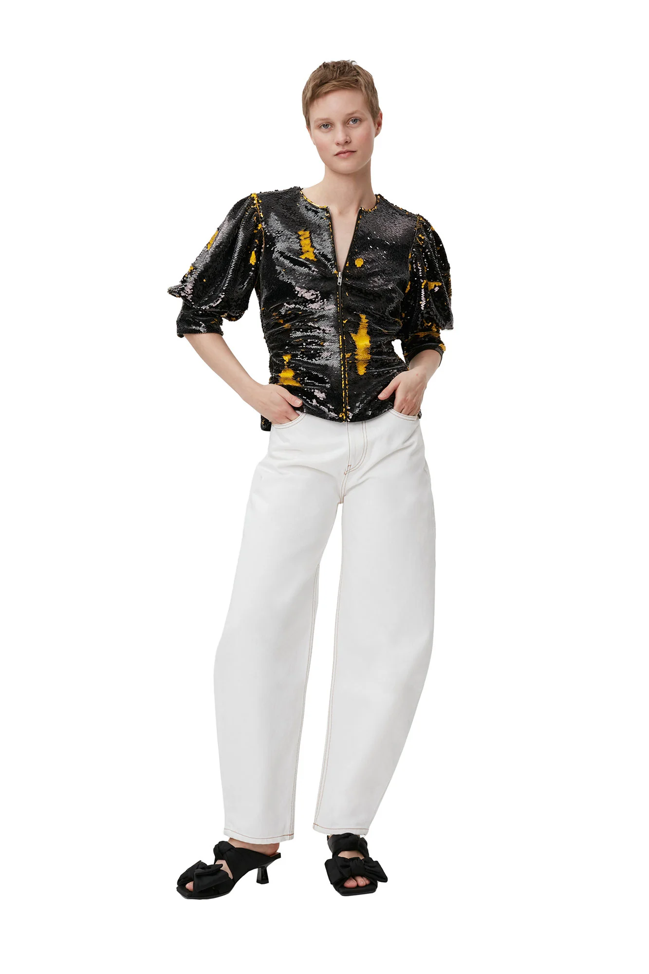 Sequins O-neck Blouse | Black - Image 3