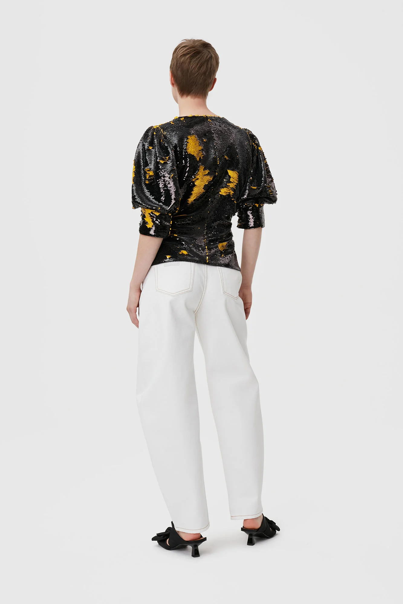 Sequins O-neck Blouse | Black - Image 4