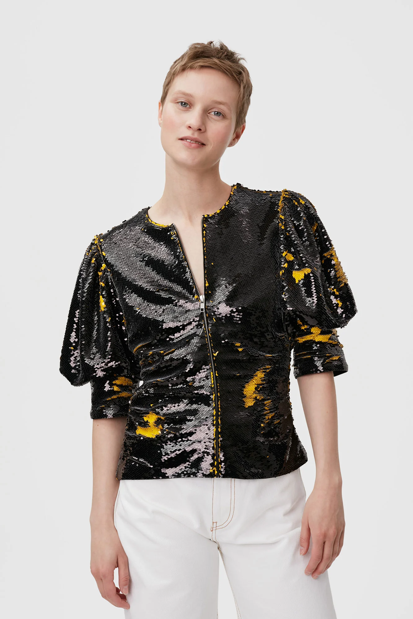 Sequins O-neck Blouse | Black - Image 5