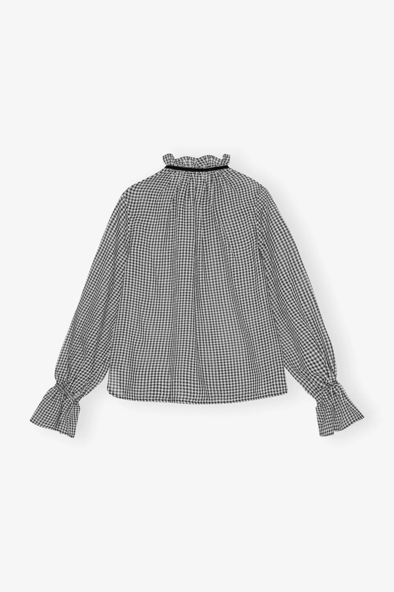 Sheer Check Tie String Shirt | Black - Image 2