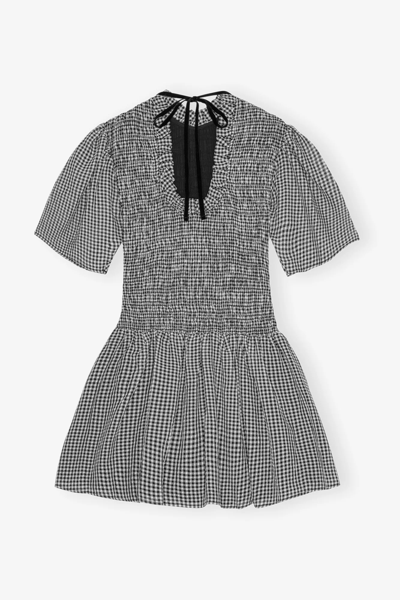 Sheer Fluid Check Mini Smock Dress | Black - Image 2