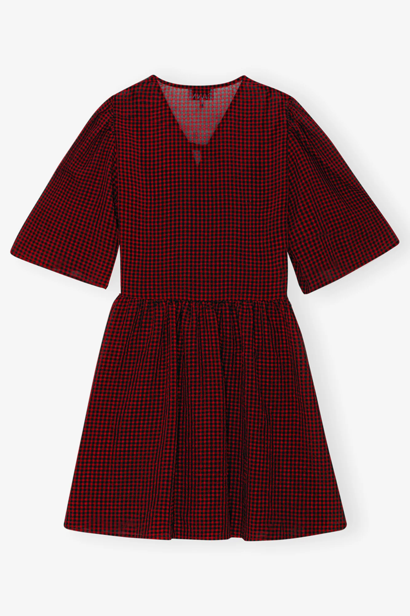 Sheer Fluid Check Tie String Wrap Dress | Winery - Image 2