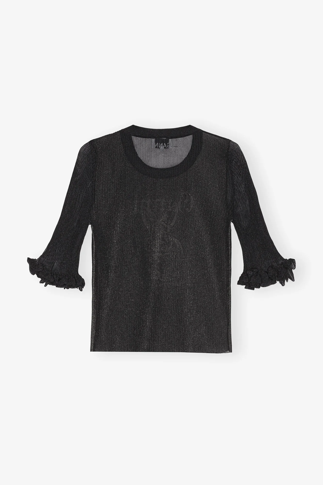 Sheer Jacquard Top | Black - Image 2