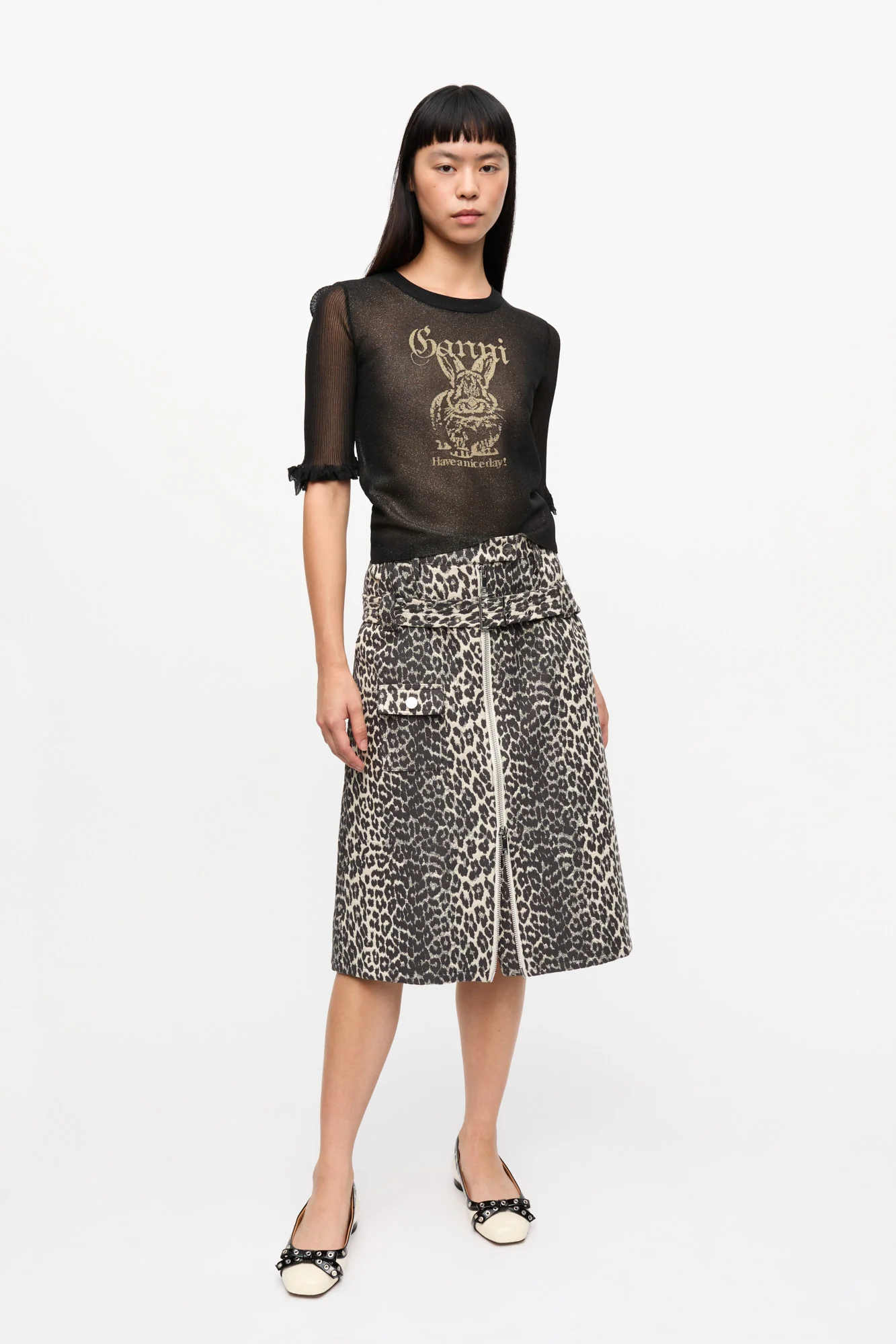 Sheer Jacquard Top | Black - Image 5