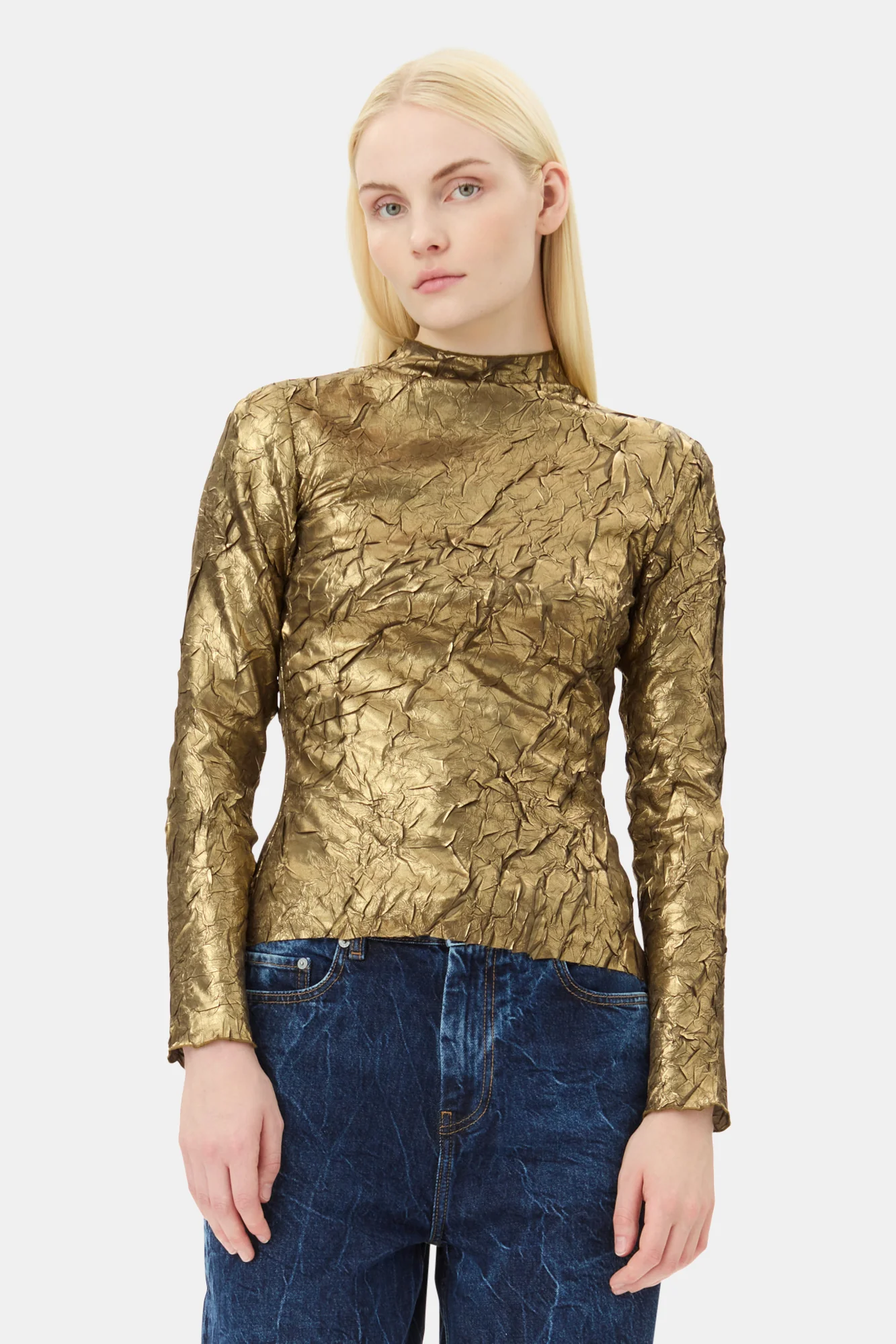 Shibori Pleat Back Cutout Top | Gold - Image 3