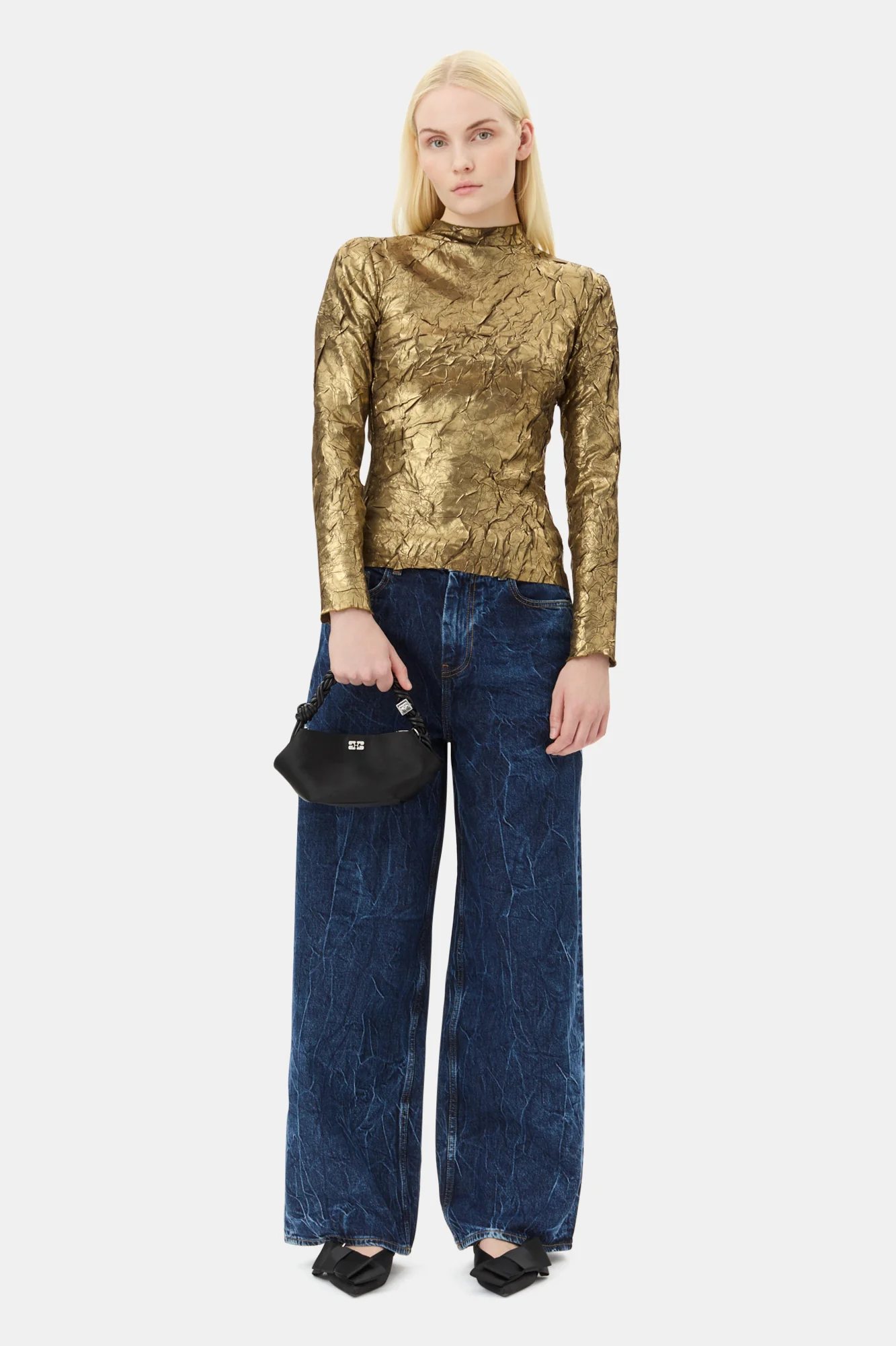 Shibori Pleat Back Cutout Top | Gold - Image 4
