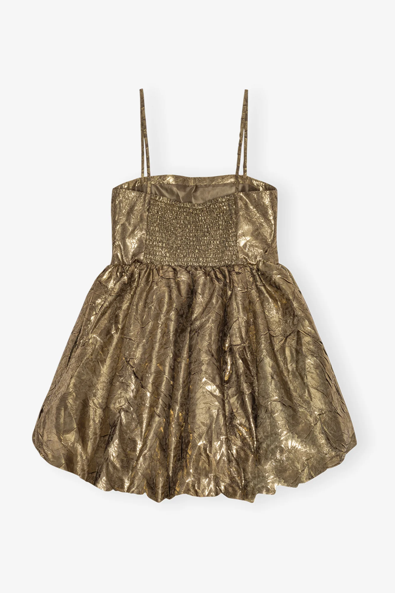 Shibori Pleat Strap Mini Dress | Gold - Image 2