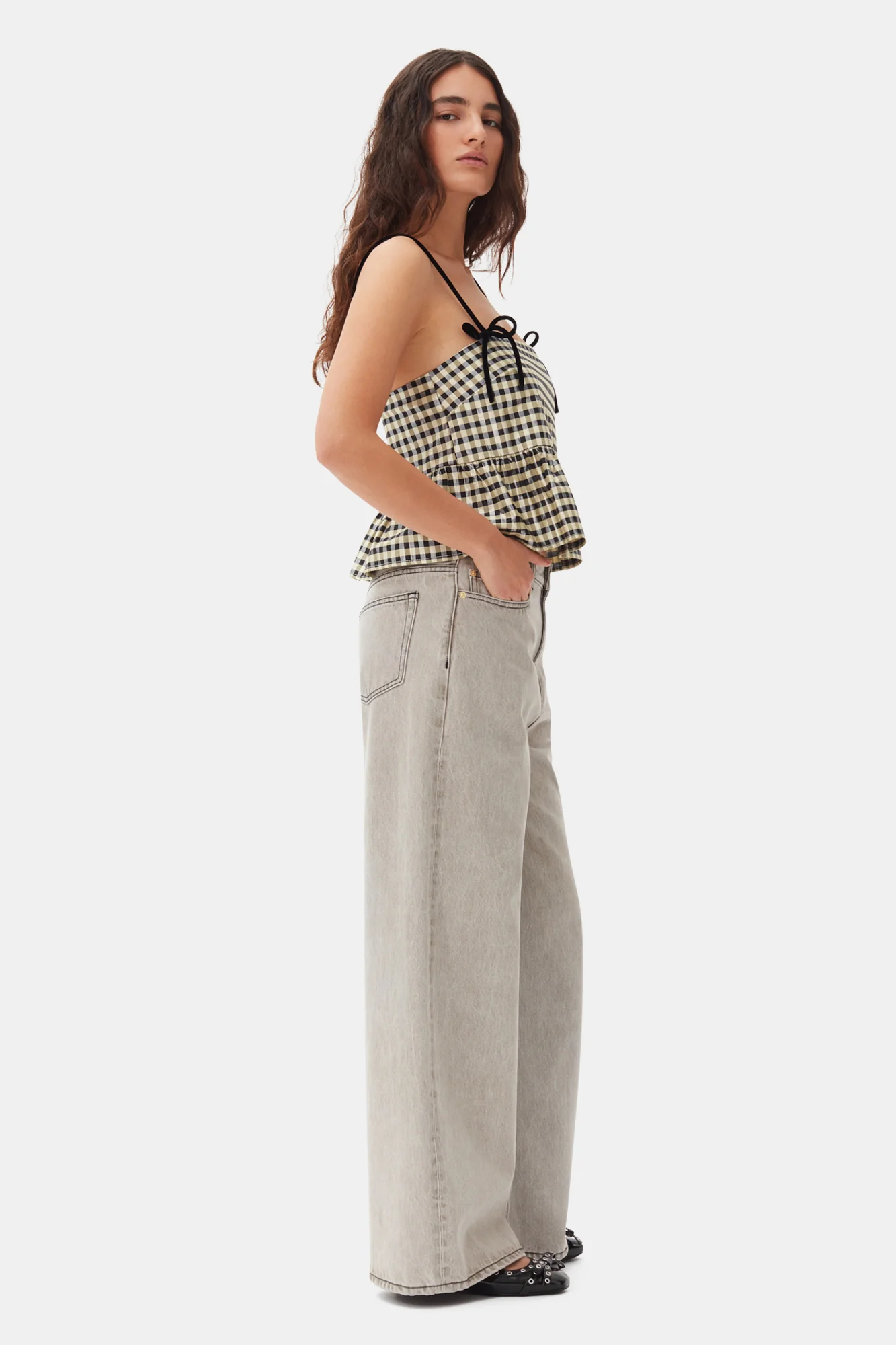 Shiny Check Jacquard Top | Lemon Icing - Image 5