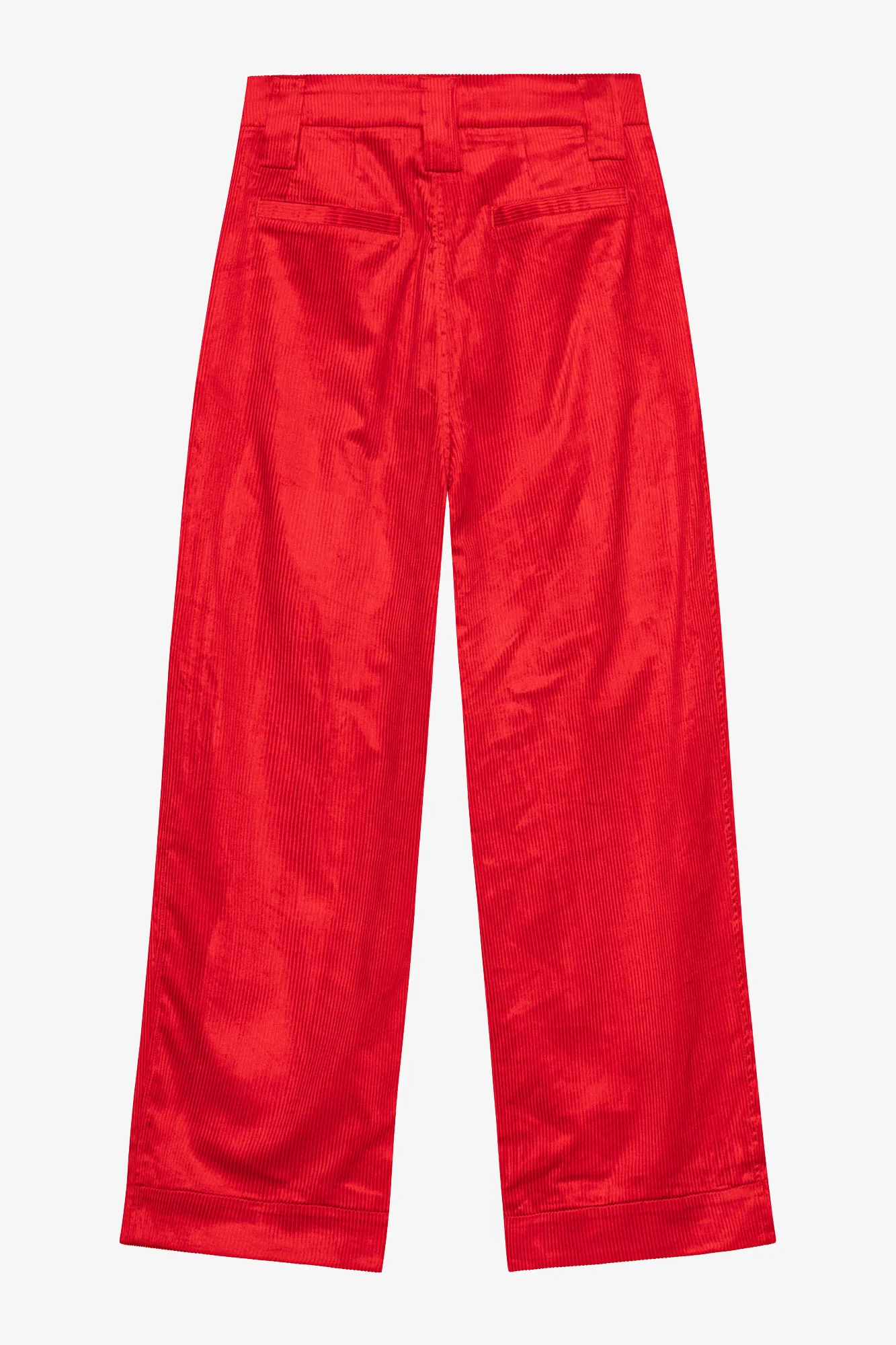 Shiny Corduroy Loose Pleat Trousers | High Risk Red - Image 2