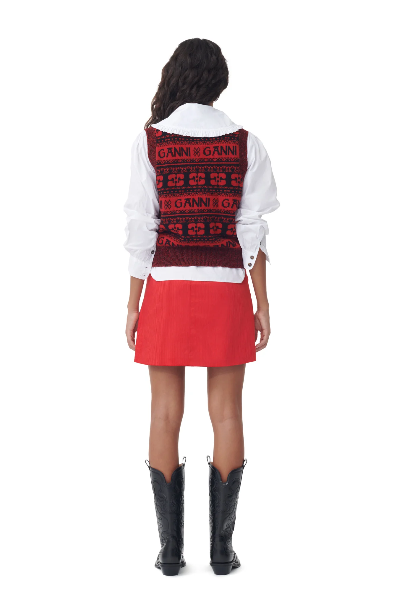 Shiny Corduroy Mini Skirt | High Risk Red - Image 5