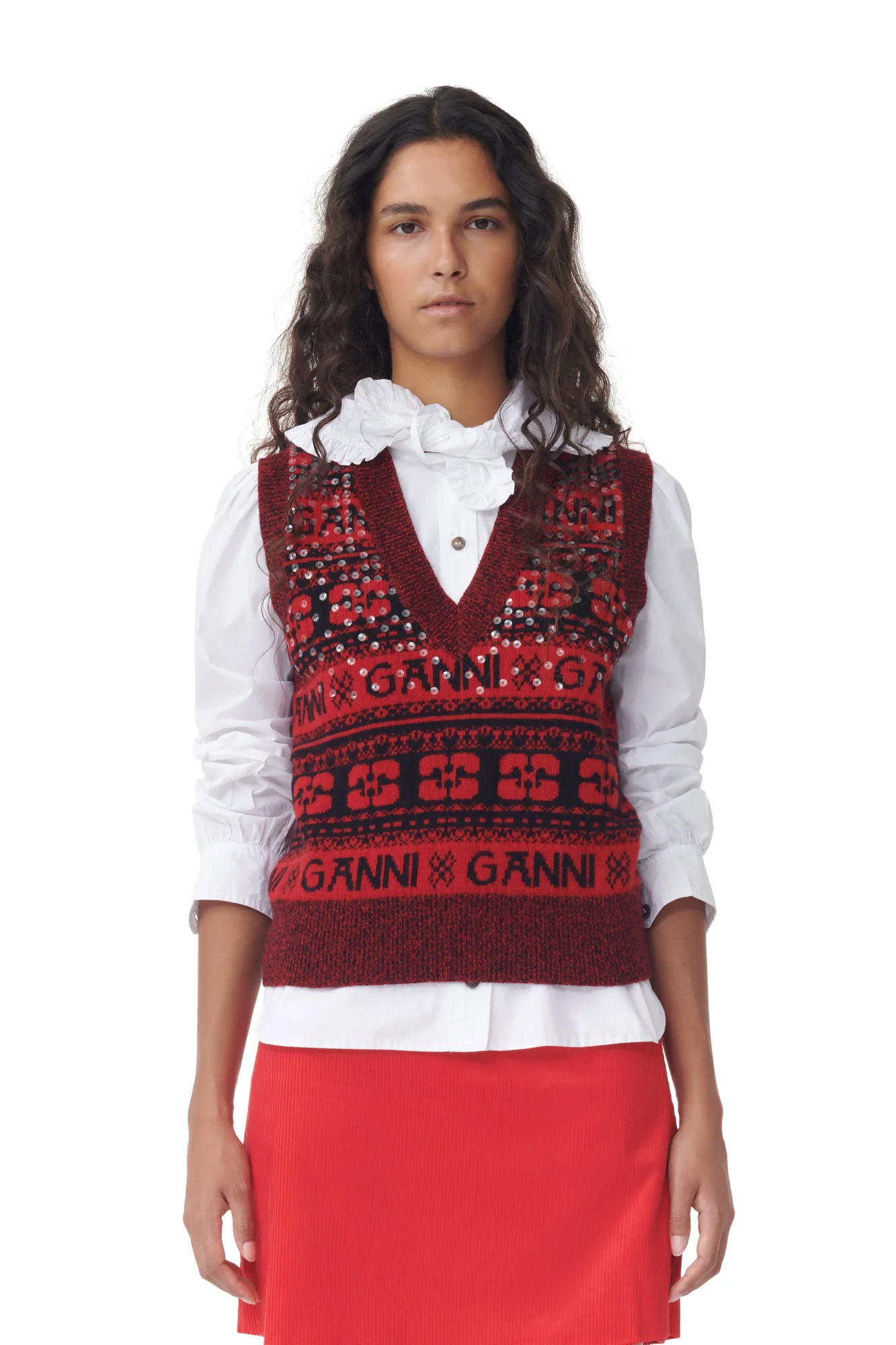 Shiny Corduroy Mini Skirt | High Risk Red - Image 6