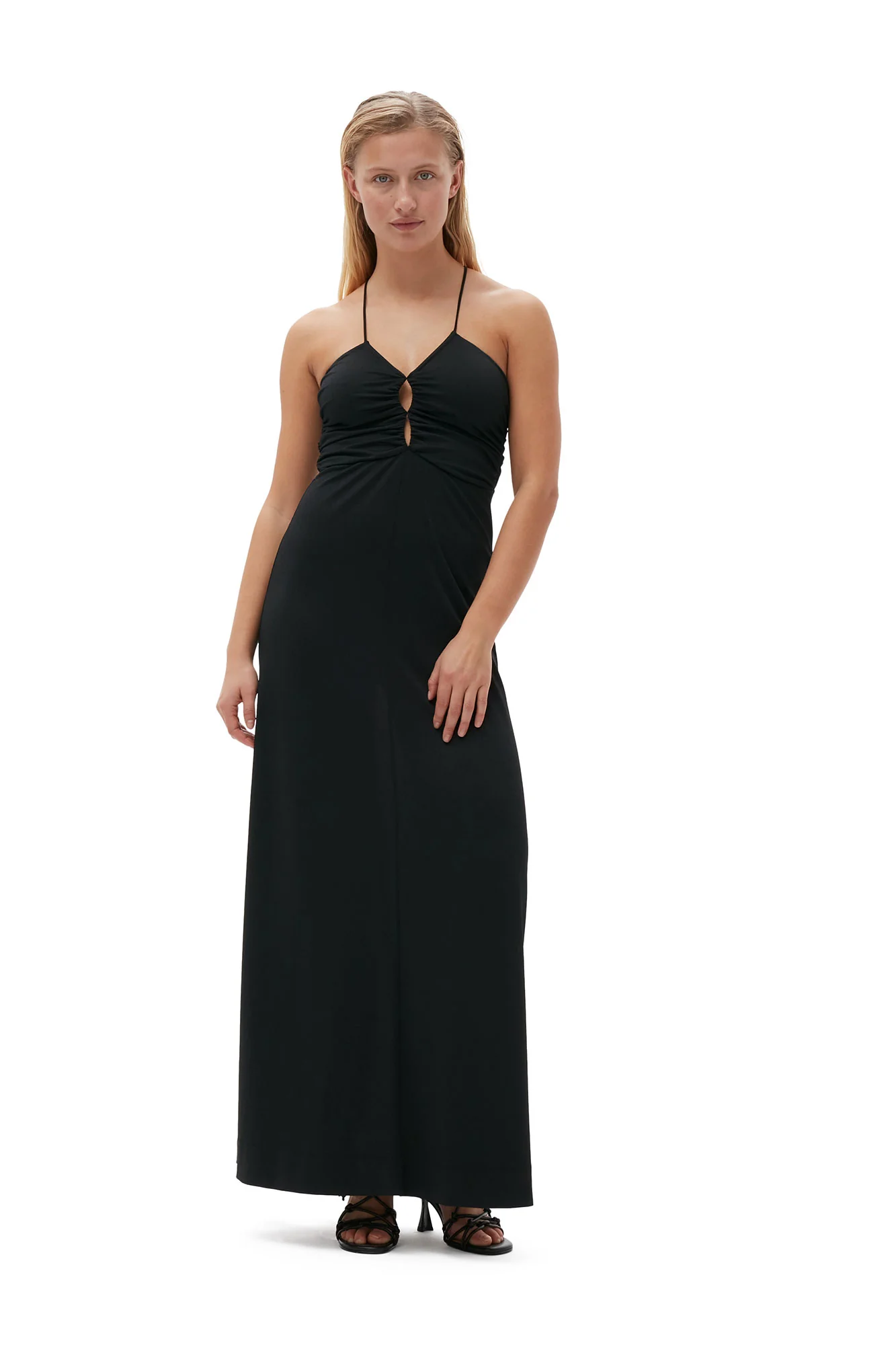 Shiny Crepe Jersey Maxi Dress | Black - Image 3