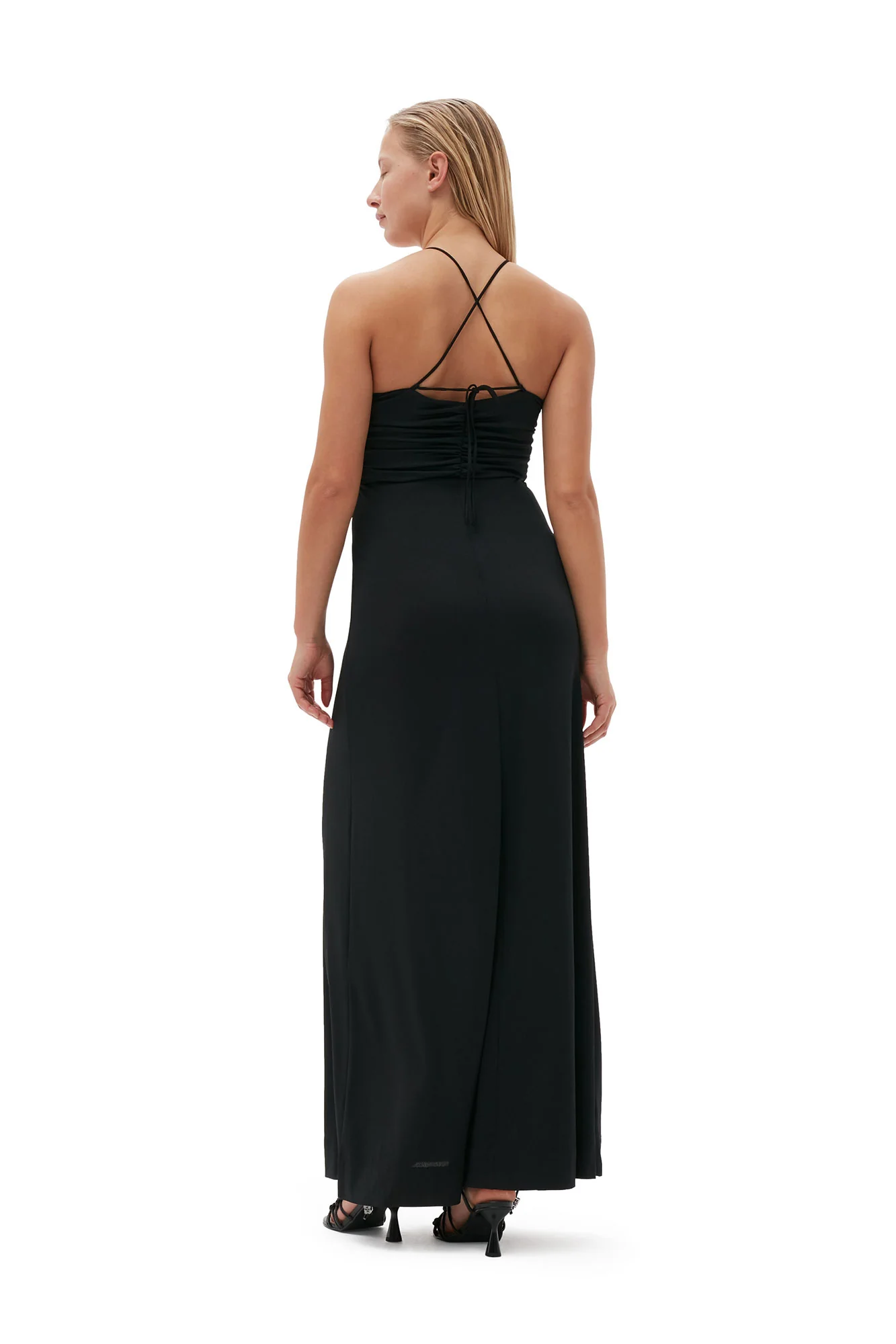 Shiny Crepe Jersey Maxi Dress | Black - Image 4