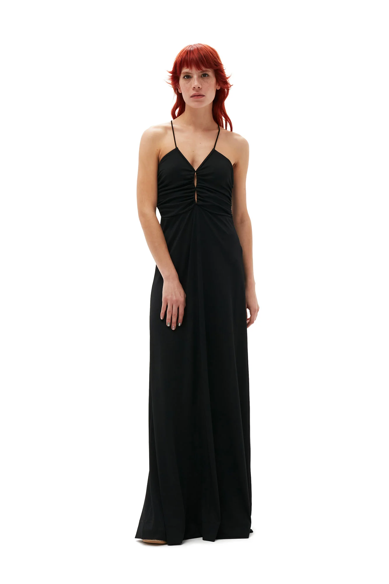 Shiny Crepe Jersey Maxi Dress | Black - Image 7