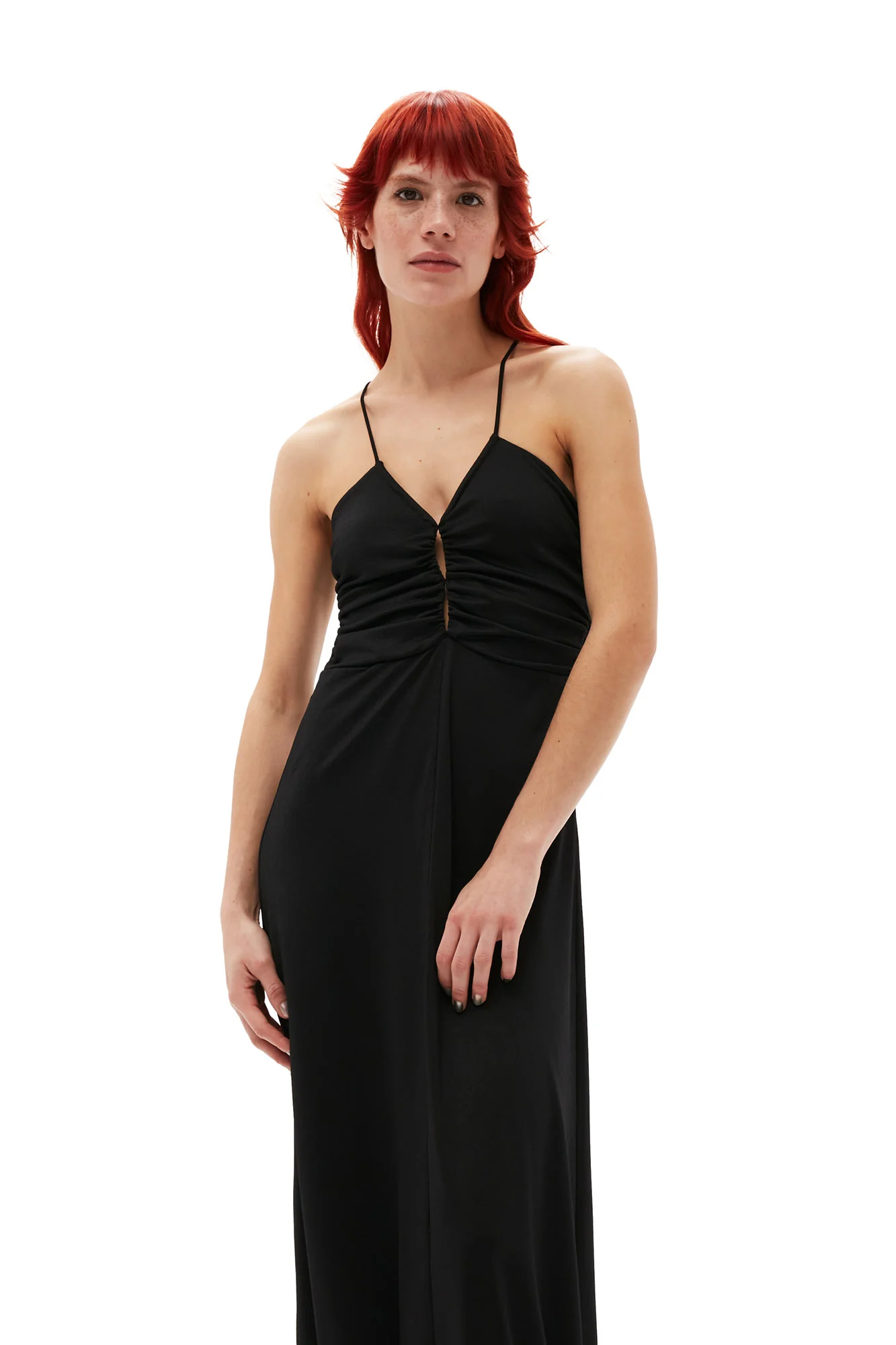 Shiny Crepe Jersey Maxi Dress | Black - Image 8