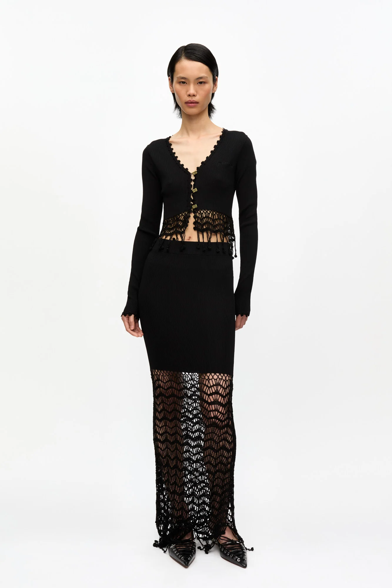 Shiny Crochet Skirt | Black - Image 3