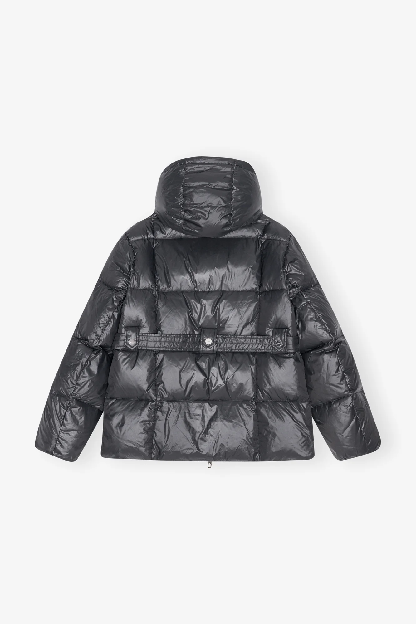Shiny Nylon Puffer Jacket | Black Sand - Image 2
