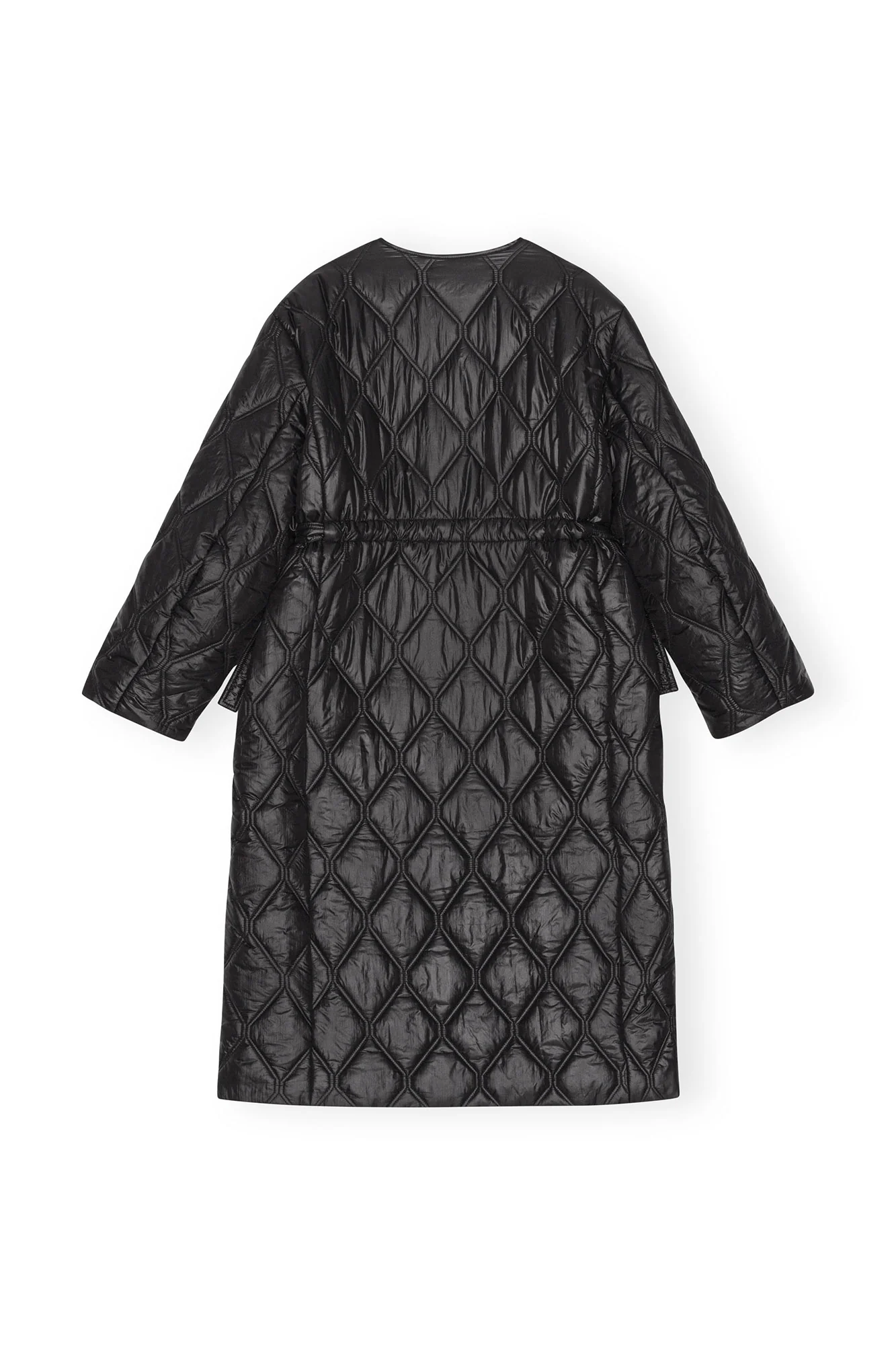 Shiny Quilt Long Coat | Black - Image 2