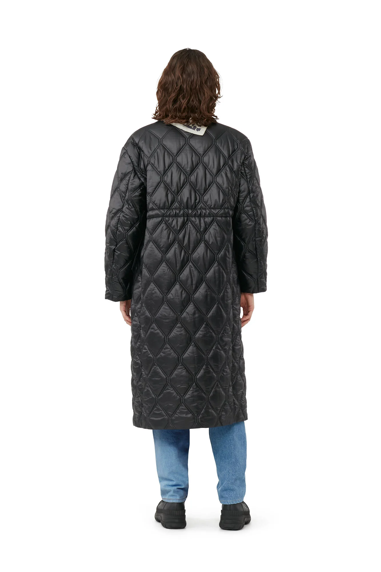 Shiny Quilt Long Coat | Black - Image 5