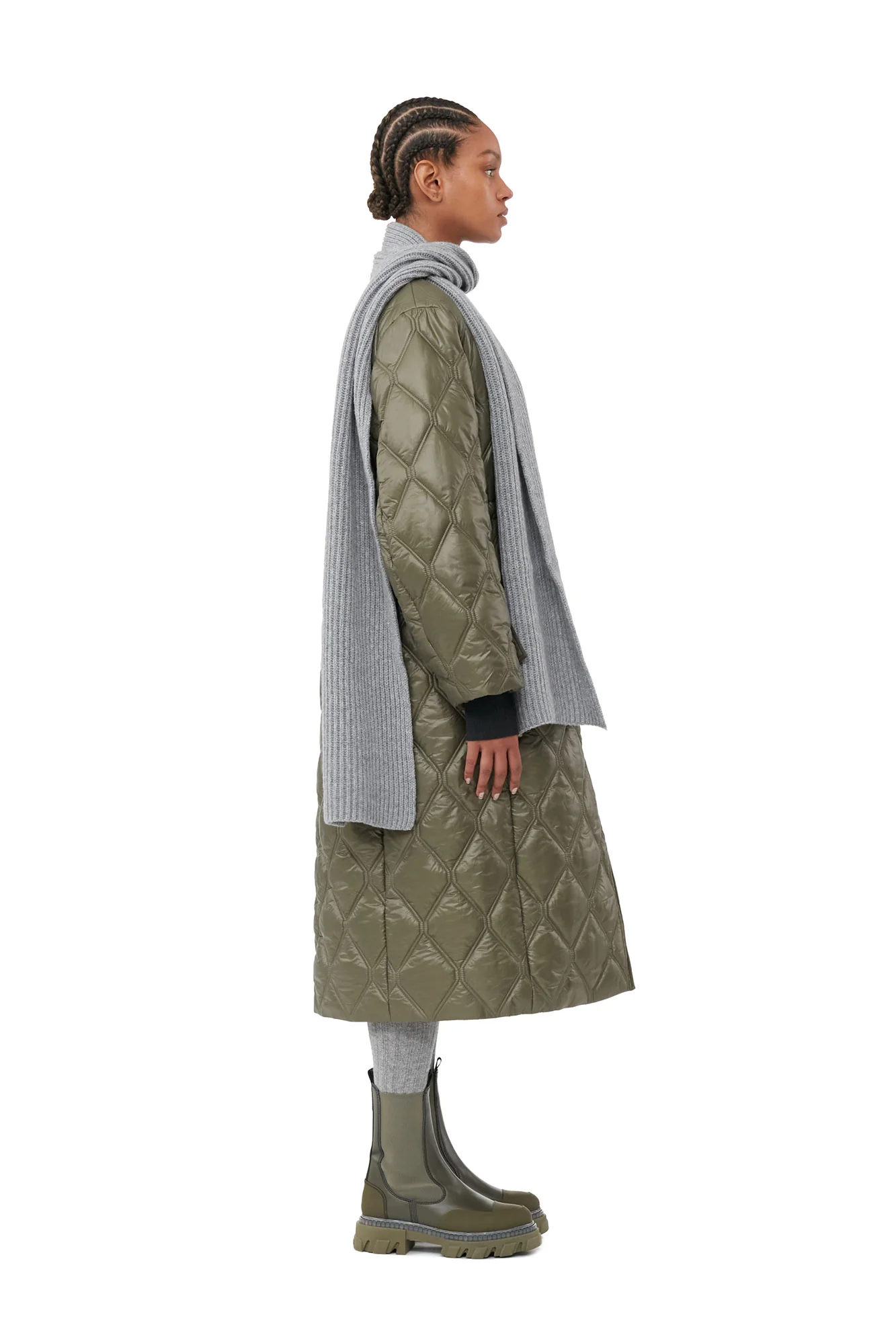 Shiny Quilt Long Coat | Kalamata - Image 4