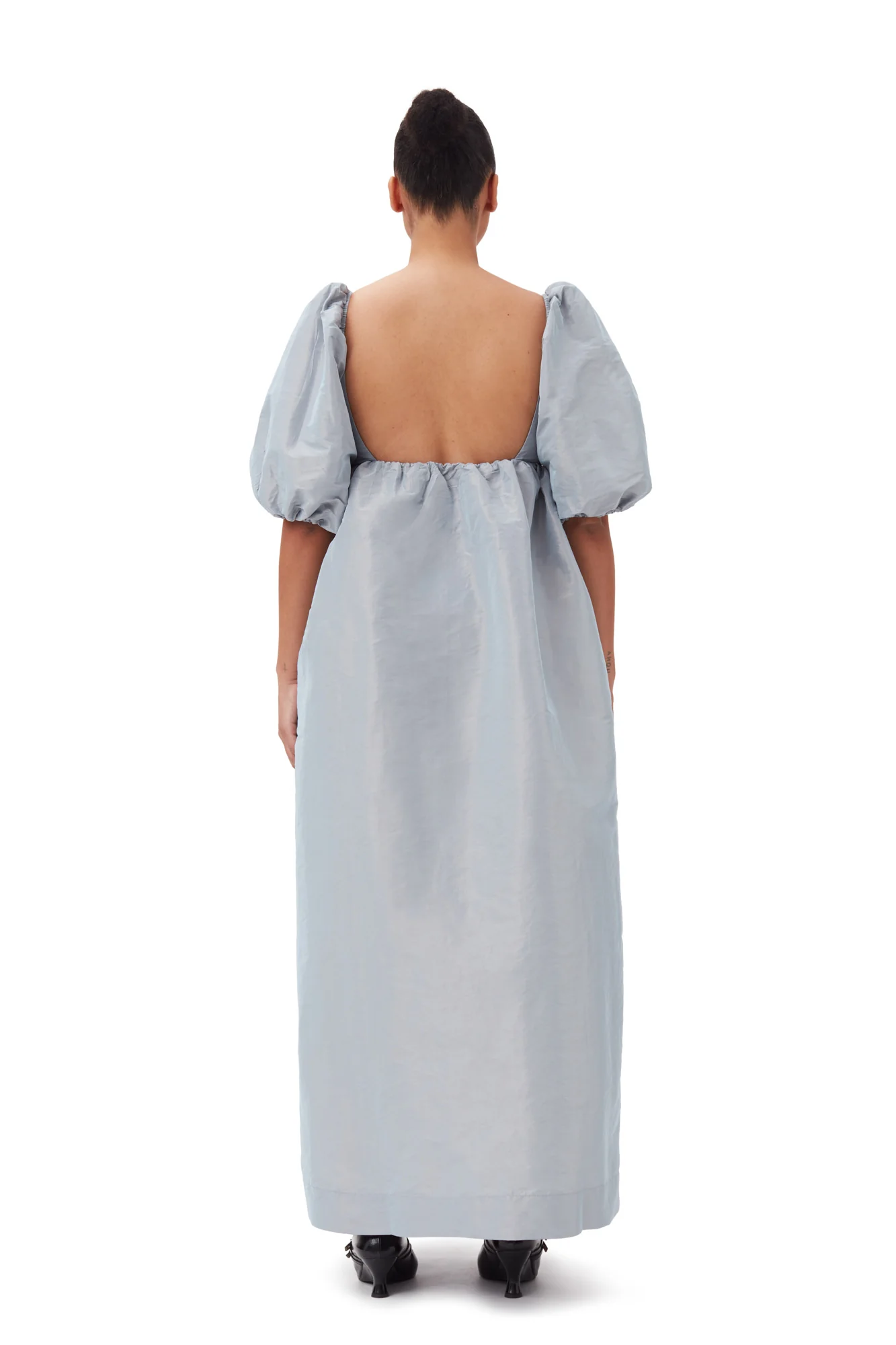 Shiny Taffeta Long Dress | Powder Blue - Image 10