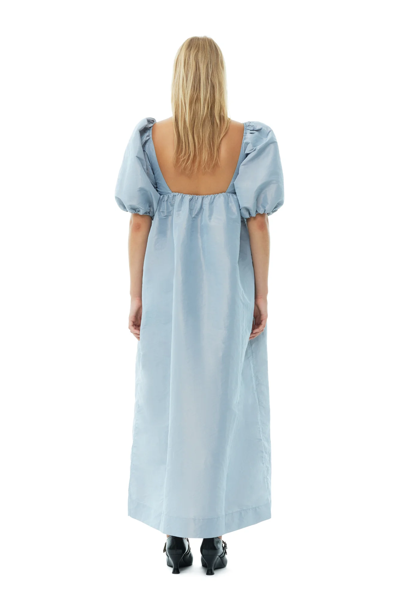 Shiny Taffeta Long Dress | Powder Blue - Image 6