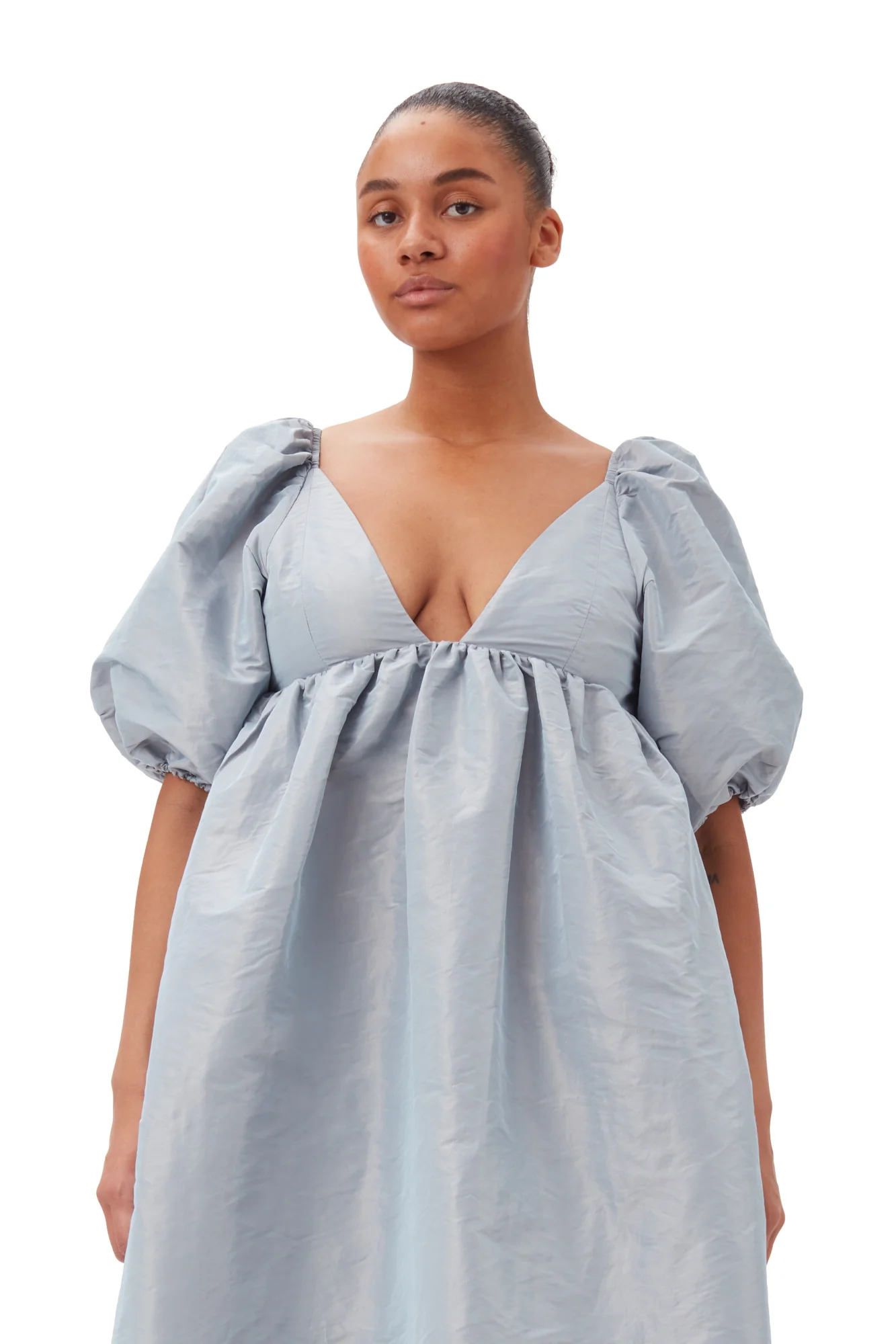 Shiny Taffeta Long Dress | Powder Blue - Image 8