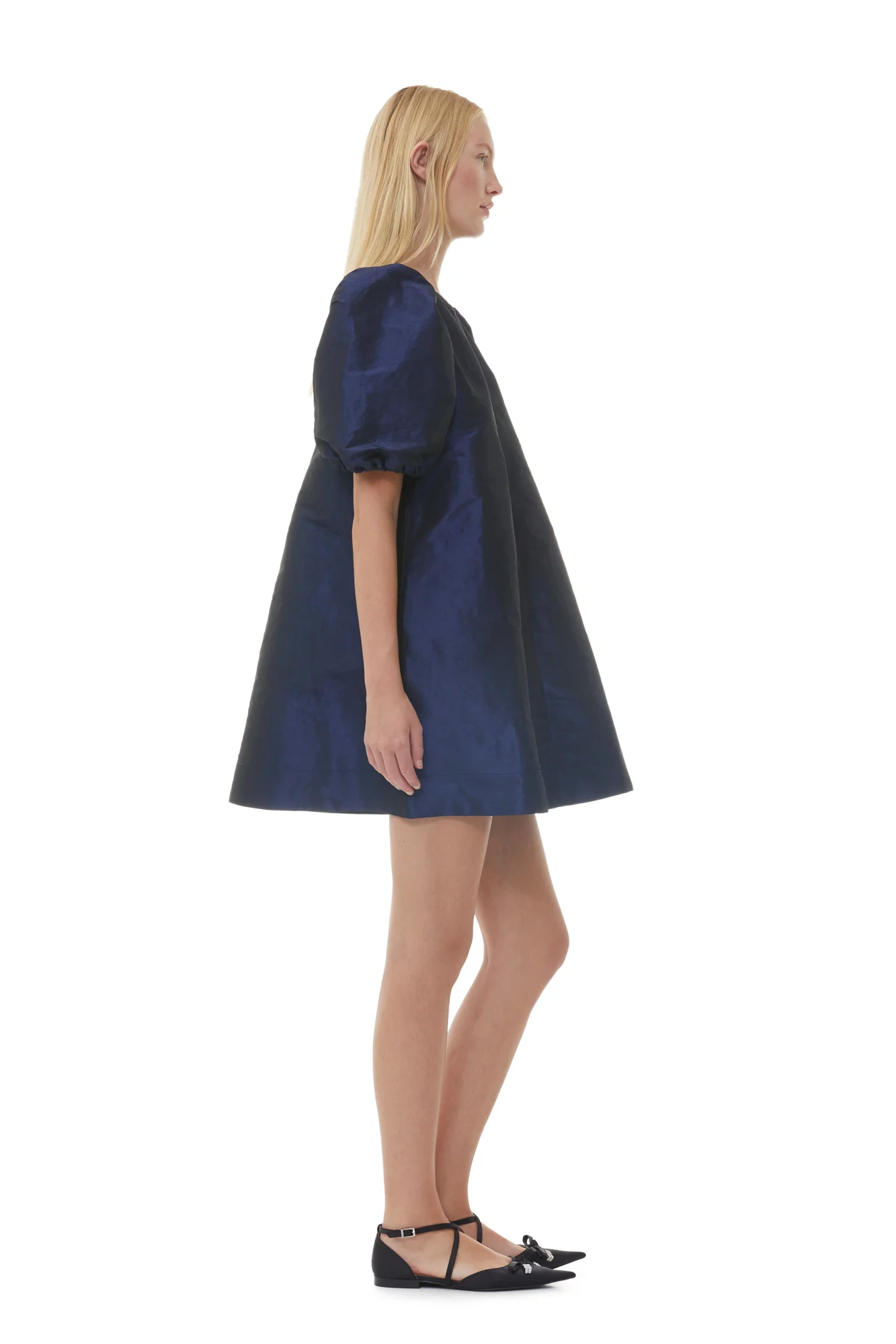 Shiny Taffeta Mini Dress | Sodalite Blue - Image 7