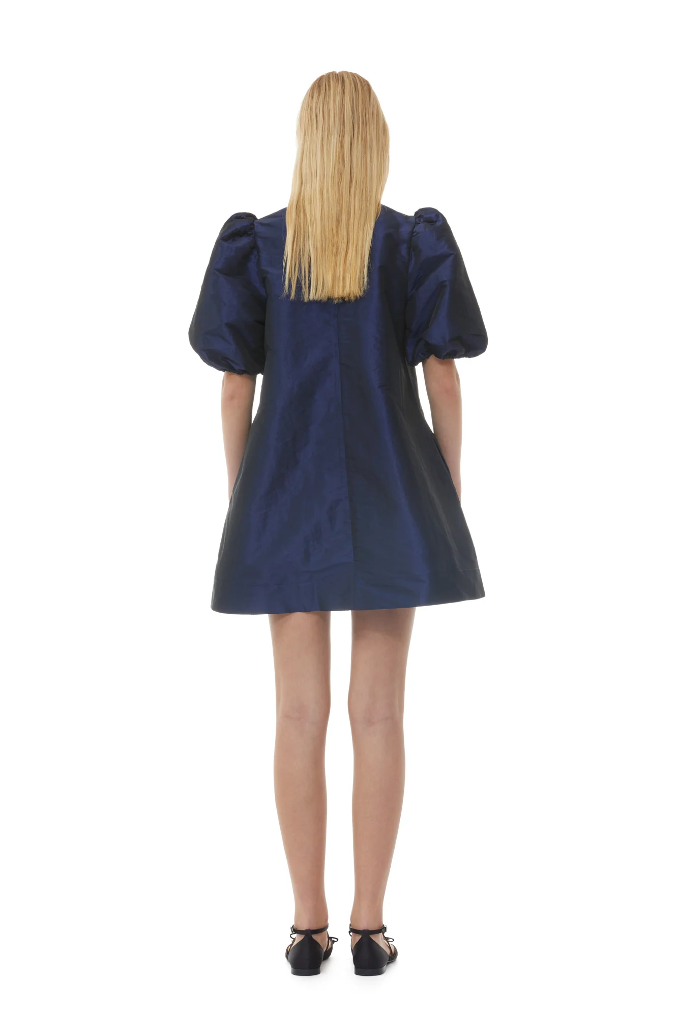 Shiny Taffeta Mini Dress | Sodalite Blue - Image 8