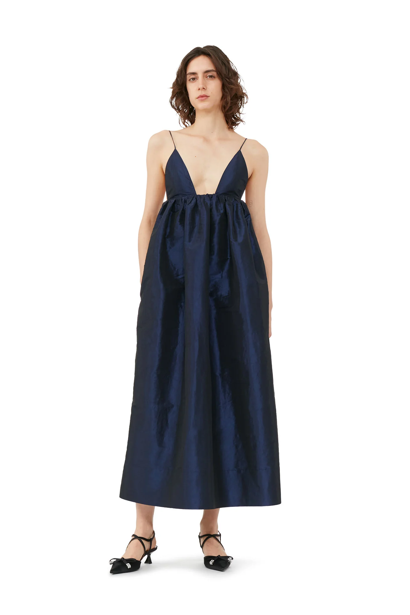 Shiny Taffeta Strap Dress | Sodalite Blue - Image 5